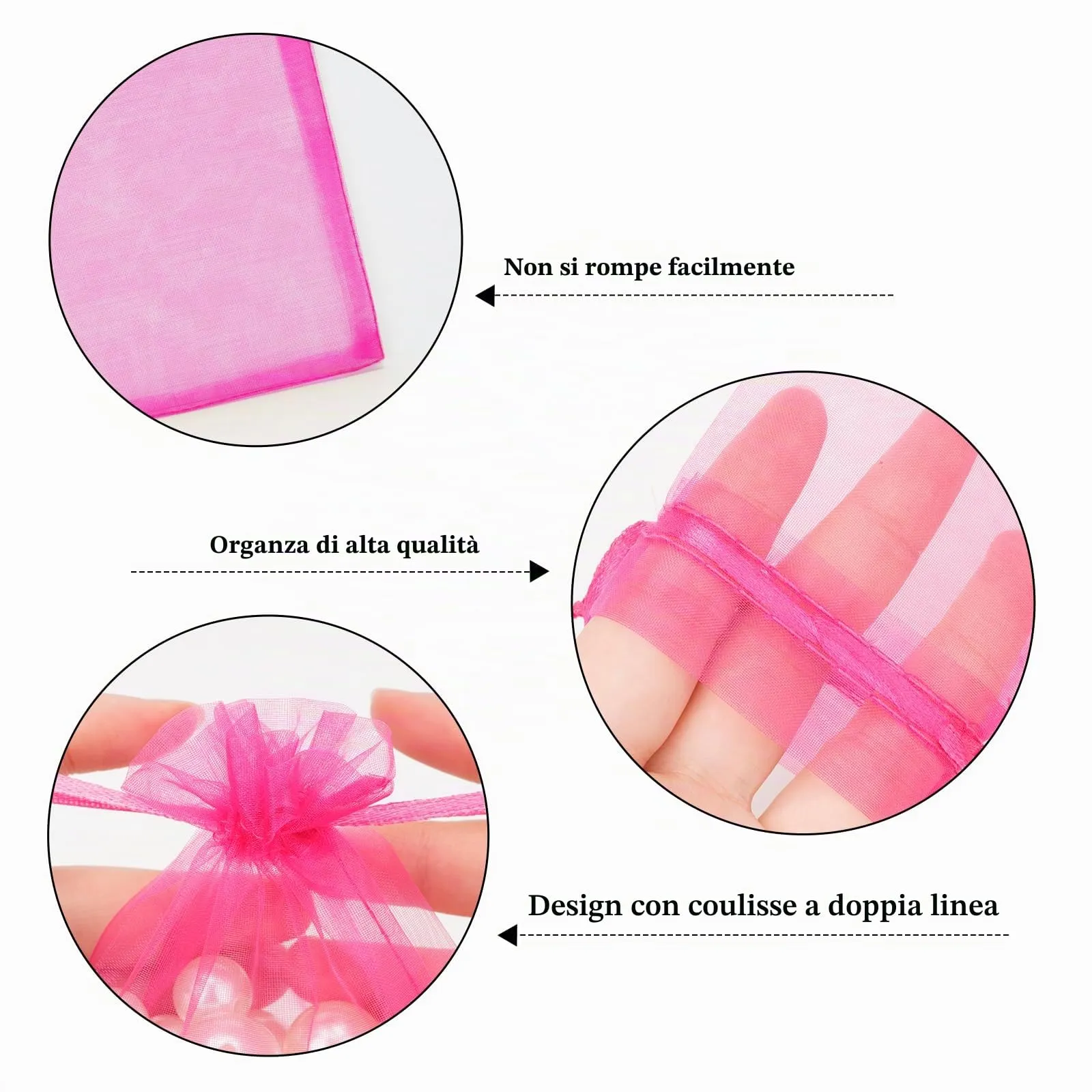 G2PLUS 50PCS Rosa Sacchetti Organza,7x9CM Sacchetti Organza Regalo - immagine 3