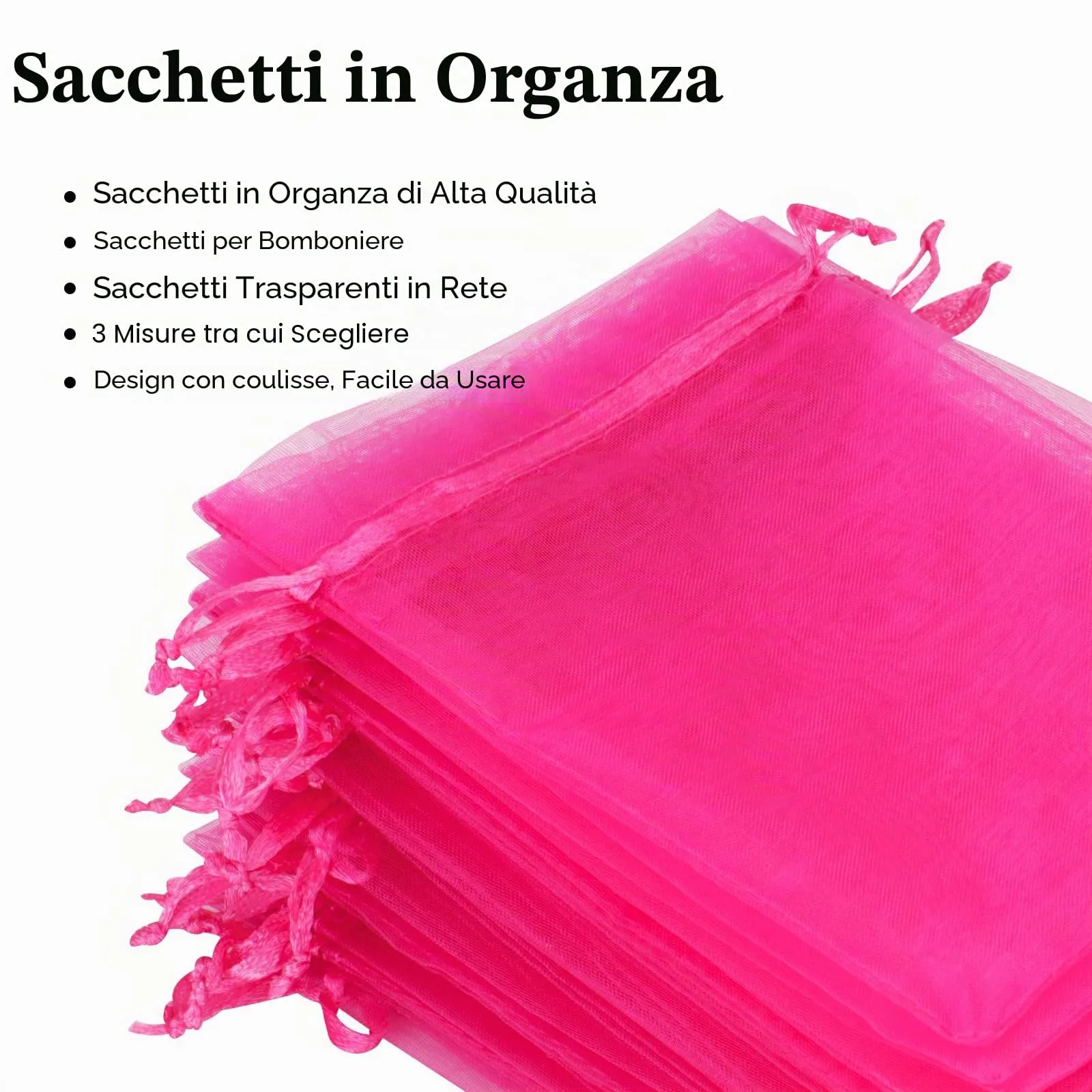 G2PLUS 50PCS Rosa Sacchetti Organza,7x9CM Sacchetti Organza Regalo - immagine 4