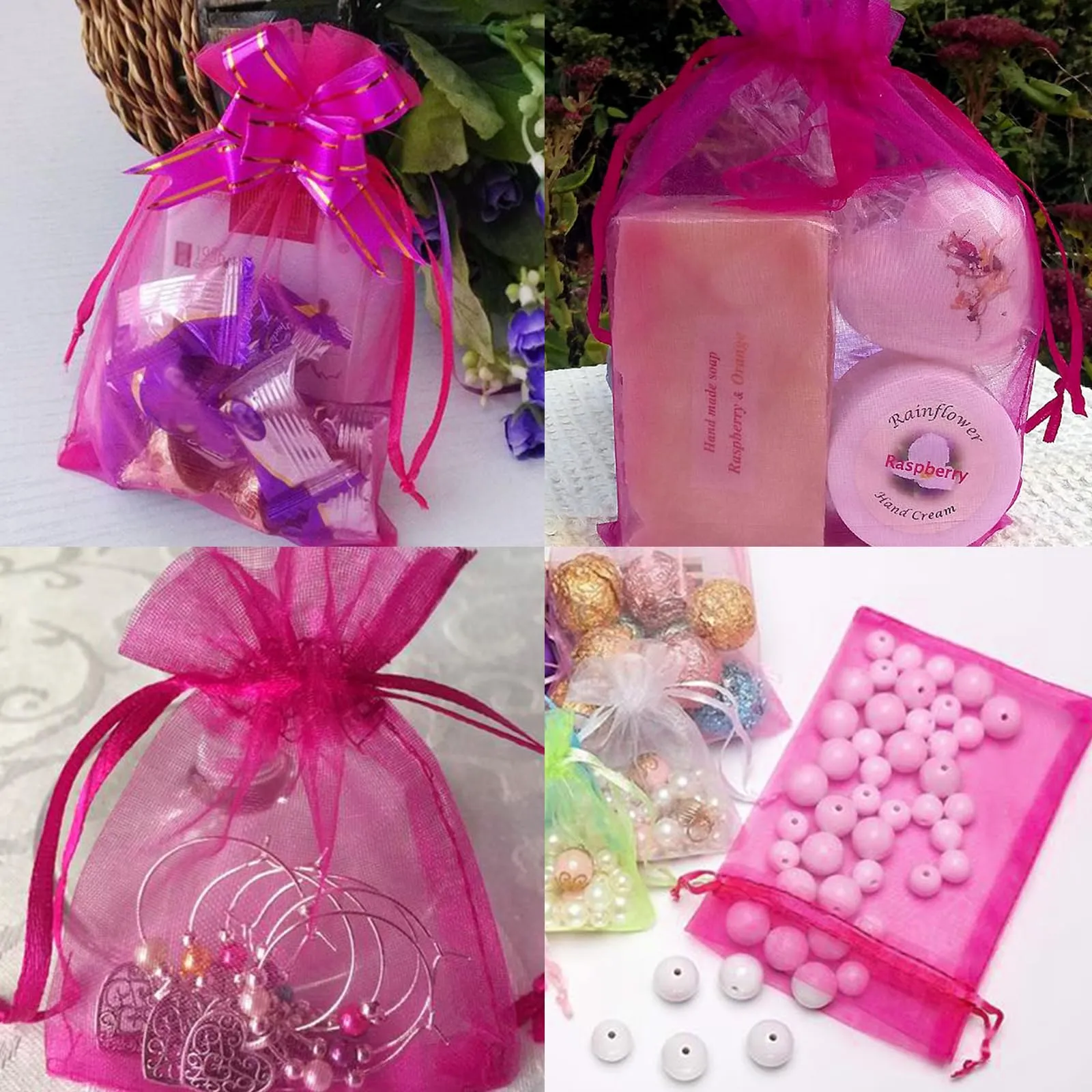 G2PLUS 50PCS Rosa Sacchetti Organza,7x9CM Sacchetti Organza Regalo - immagine 7