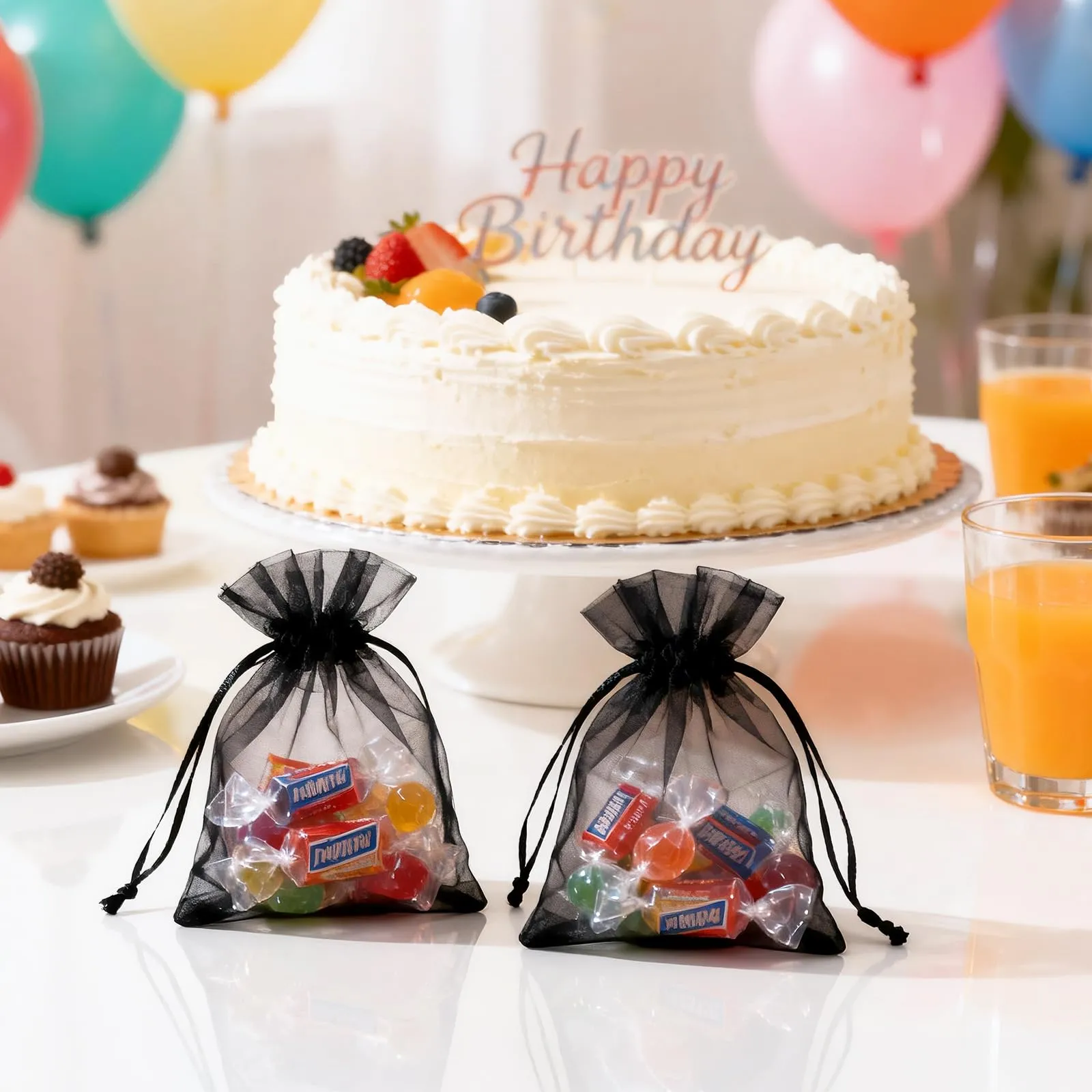 G2PLUS 50PCS Nero Sacchetti Organza,10x15CM Sacchetti Organza Regalo - immagine 4