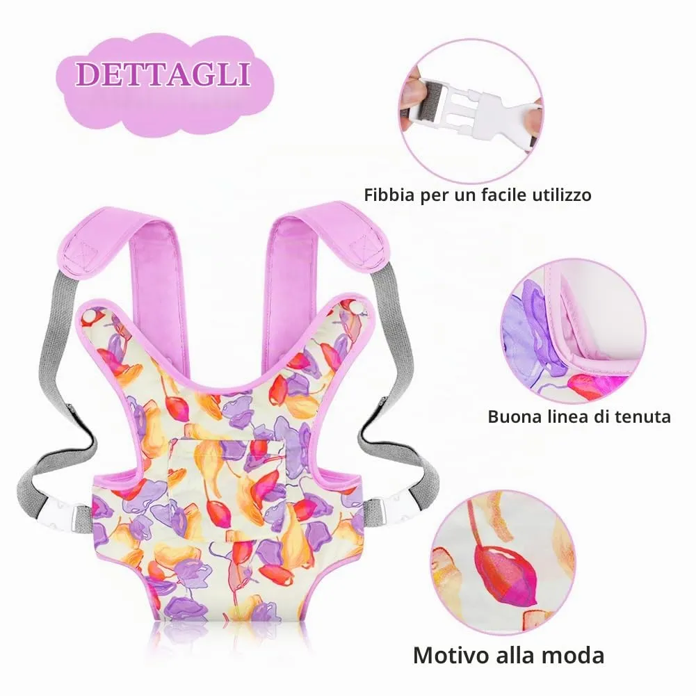 Aolso Marsupio per Bambole 18 pollici con Spallacci Regolabili, Viola - immagine 3