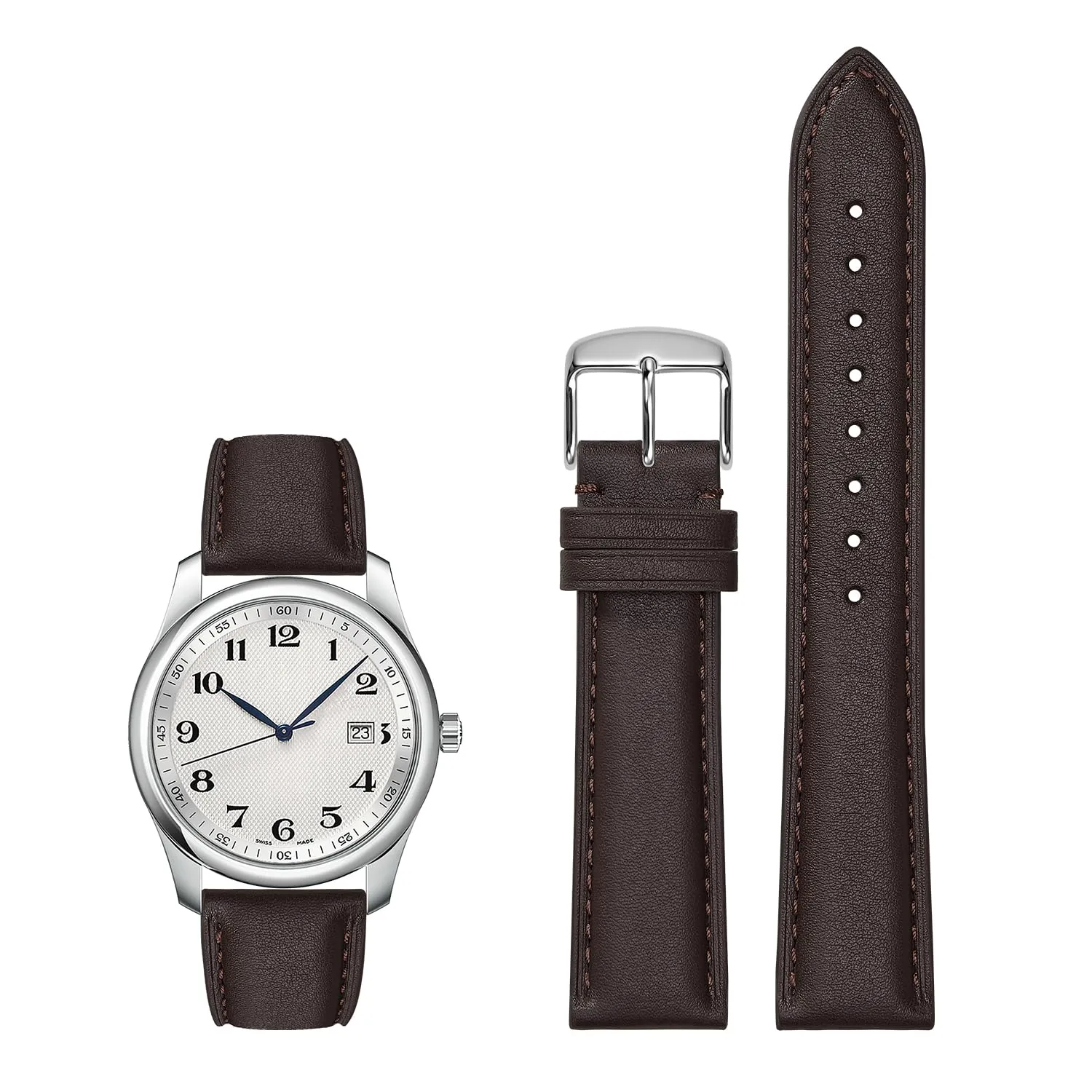 Afany Cinturino per Orologi in Pelle Sgancio Rapido 20mm Marrone - immagine 2