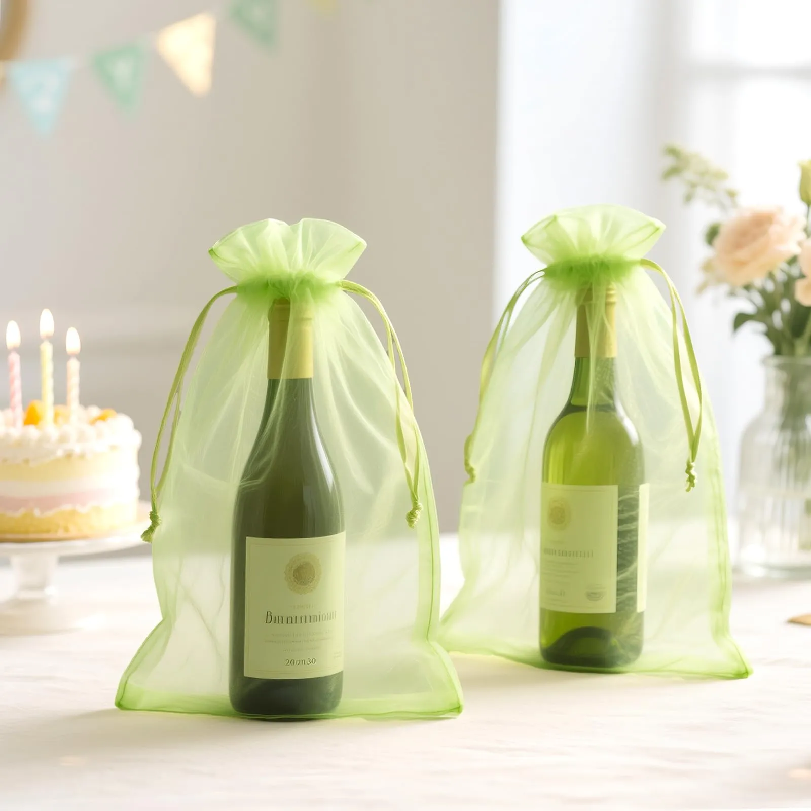 G2PLUS Sacchetti in Organza Verde Salvia, 20x30 cm, 50 Pezzi - immagine 6