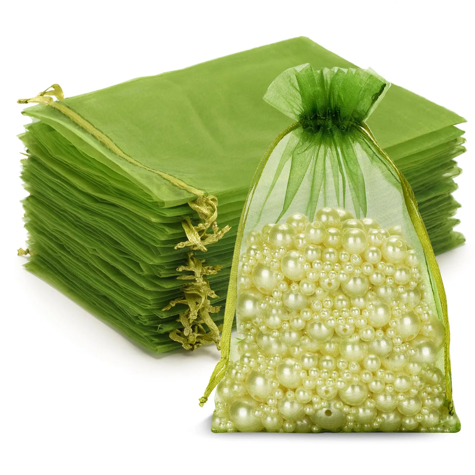 G2PLUS 50 Sacchetti in Organza Verde Salvia, 13x18cm - immagine 1