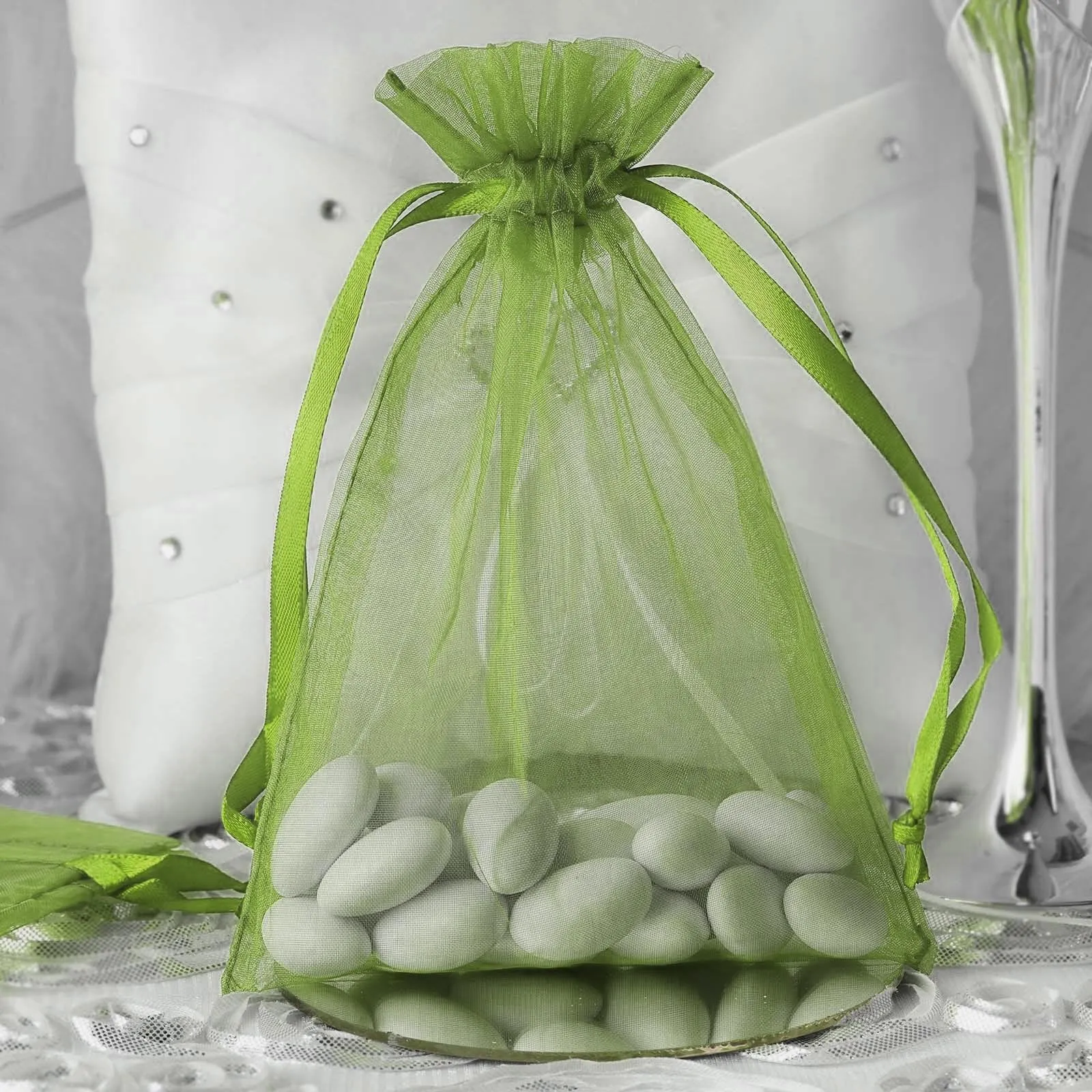 G2PLUS 50 Sacchetti in Organza Verde Salvia, 13x18cm - immagine 6