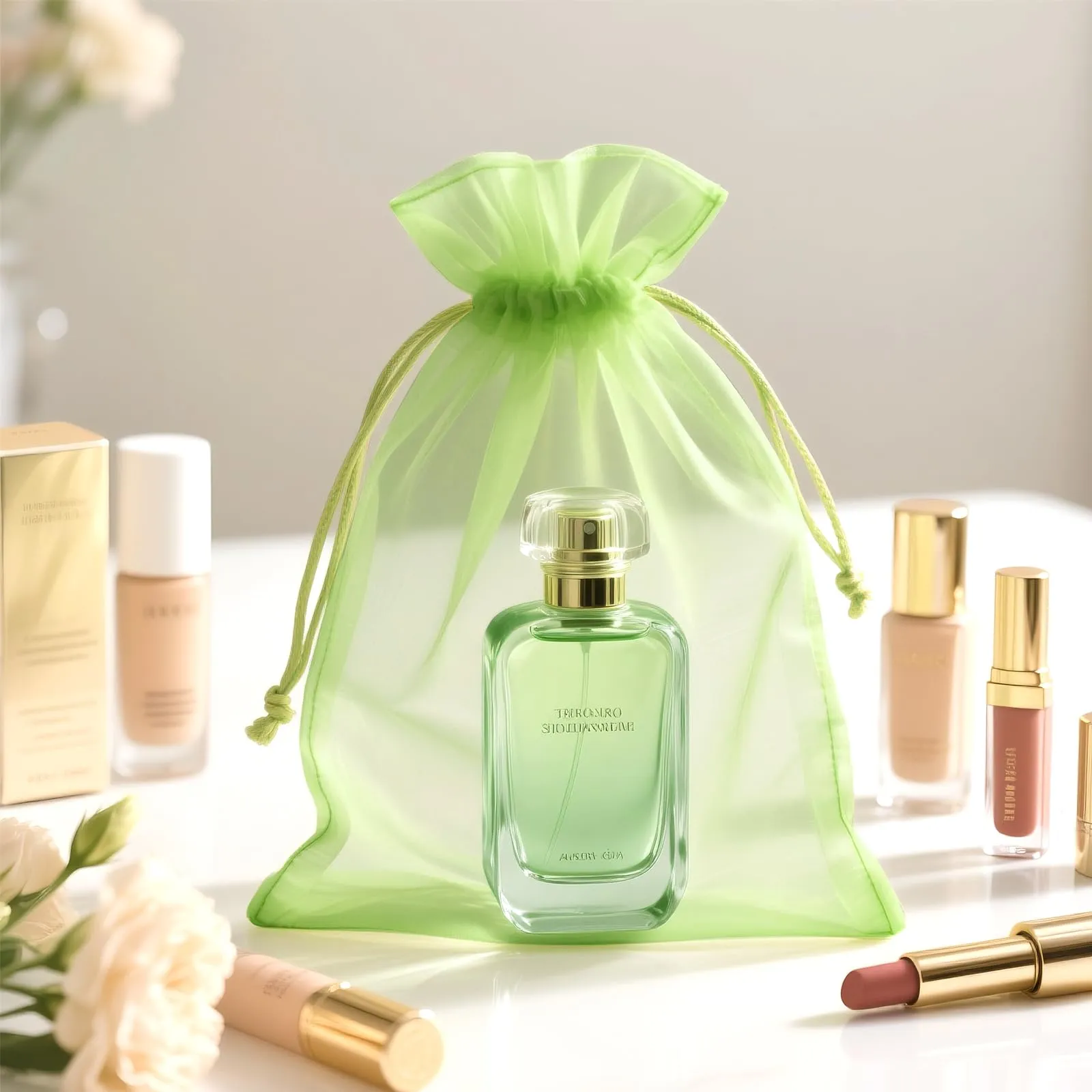 G2PLUS Sacchetti Organza Verde Salvia, 17x23cm, 50 Pezzi - immagine 6