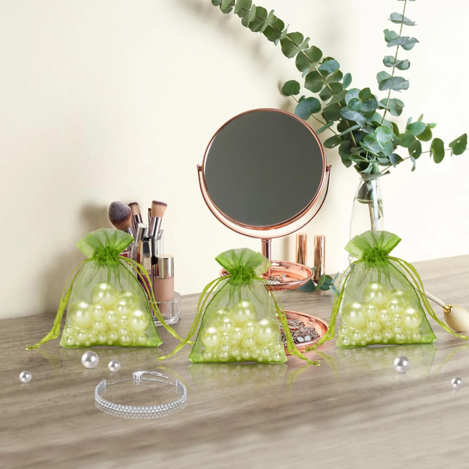 G2PLUS Sacchetti Organza Verde Salvia, 50 Pezzi, 7x9 cm - immagine 5