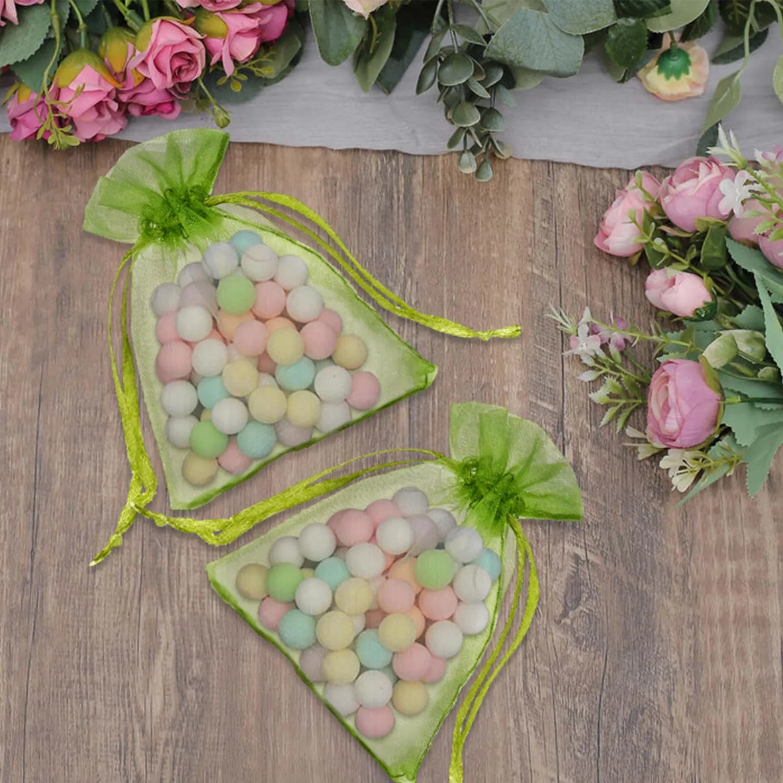 G2PLUS Sacchetti Organza Verde Salvia, 50 Pezzi, 7x9 cm - immagine 6