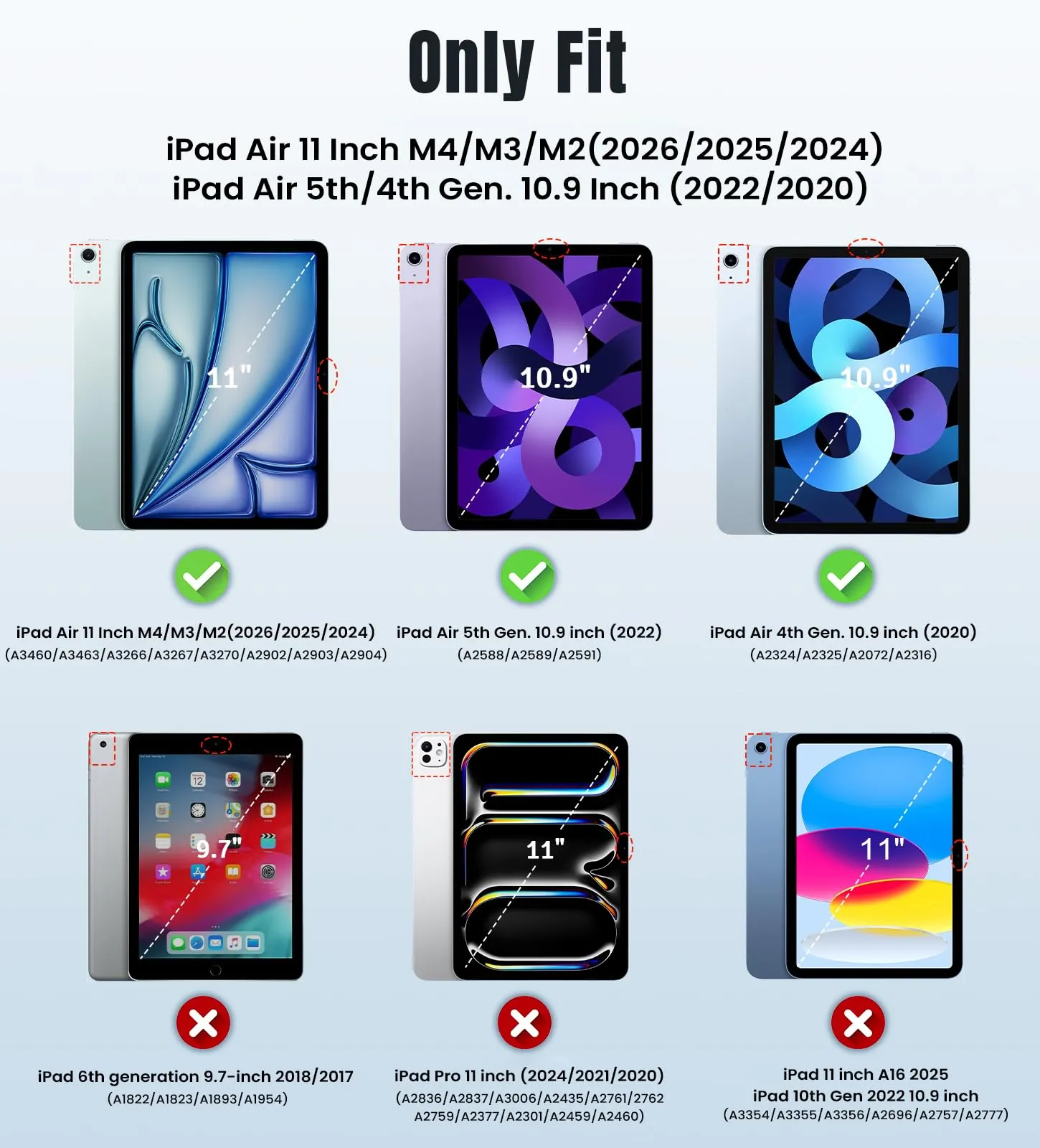 TiMOVO Cover per iPad Air 11" M4/M3/M2, Air 5a/4a Gen 10,9", Onda Blu - immagine 2