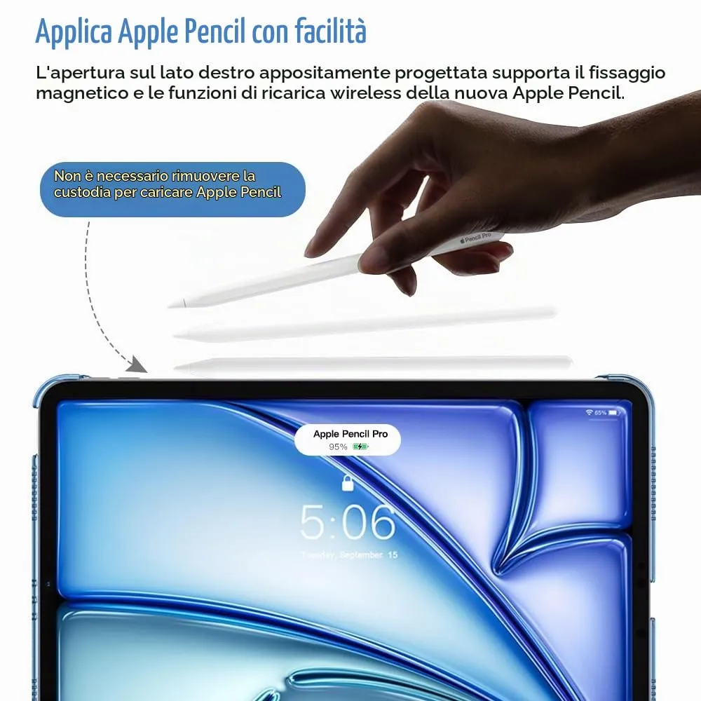 TiMOVO Cover per iPad Air 11" M4/M3/M2, Air 5a/4a Gen 10,9", Onda Blu - immagine 3
