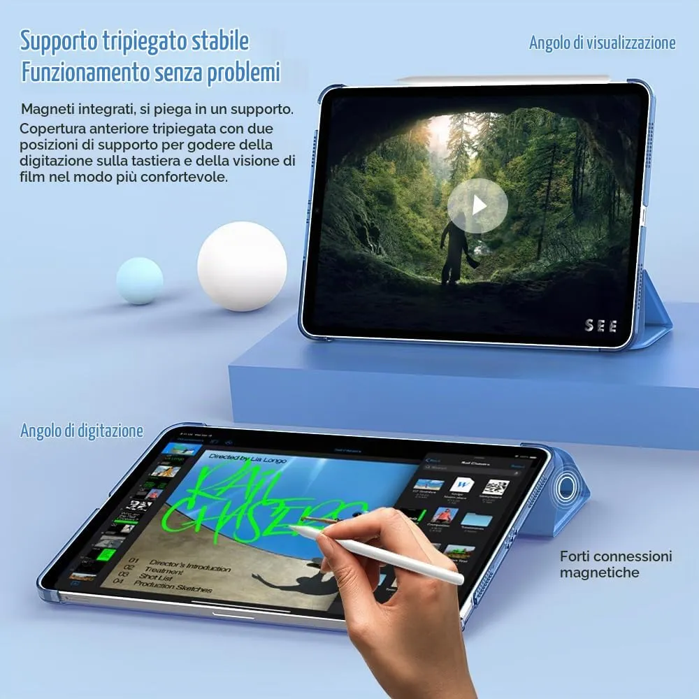 TiMOVO Cover per iPad Air 11" M4/M3/M2, Air 5a/4a Gen 10,9", Onda Blu - immagine 6