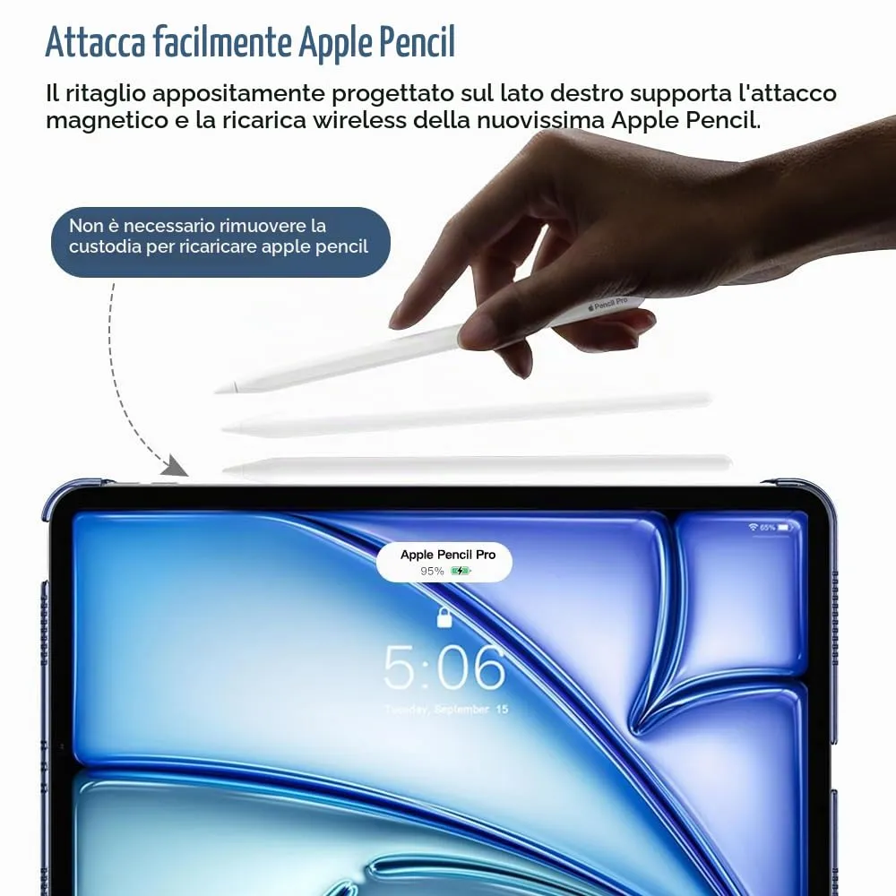 TiMOVO Cover per iPad Air 11" M4/M3/M2, Air 5a/4a Gen 10.9", Blu Mare Scuro - immagine 3