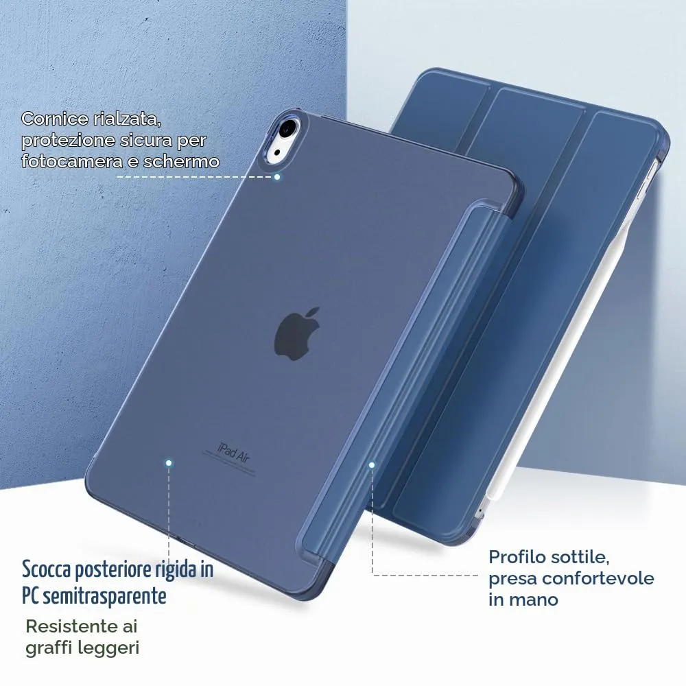 TiMOVO Cover per iPad Air 11" M4/M3/M2, Air 5a/4a Gen 10.9", Blu Mare Scuro - immagine 9