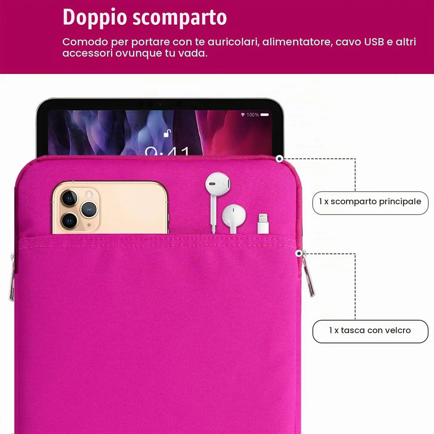 TiMOVO Custodia per Tablet 9-11", Prugna - immagine 4