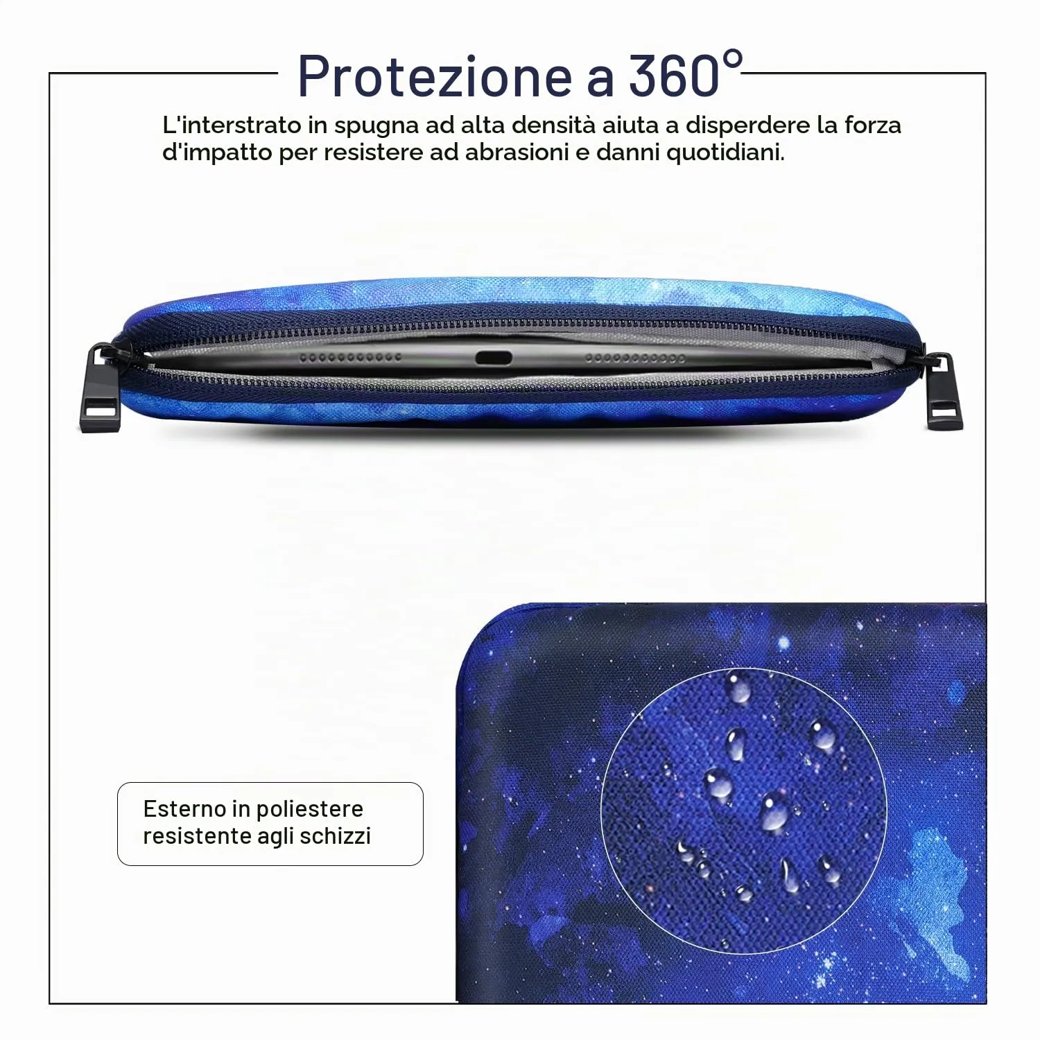 TiMOVO Custodia per Tablet 9-11", Cielo Stellato Blu - immagine 5
