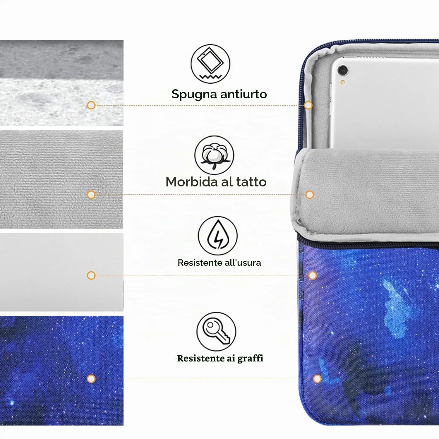 TiMOVO Custodia per Tablet 9-11", Cielo Stellato Blu - immagine 7