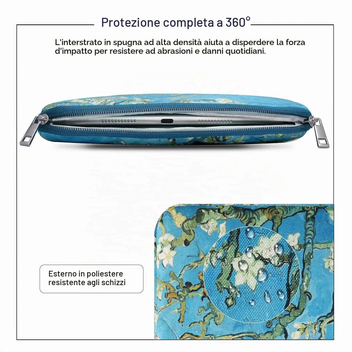 TiMOVO Custodia per Tablet 9-11", Albicocchi in fiore - immagine 5