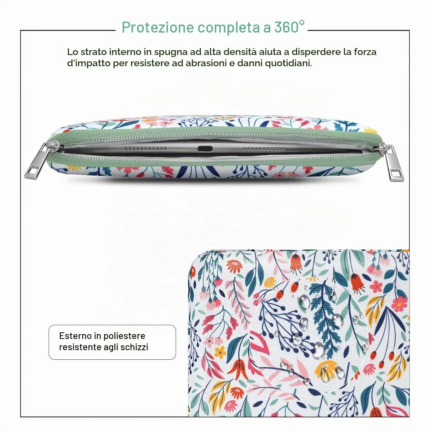 TiMOVO Custodia per Tablet 9-11", Fiori - immagine 5
