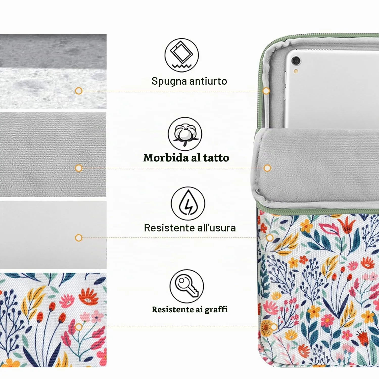 TiMOVO Custodia per Tablet 9-11", Fiori - immagine 7