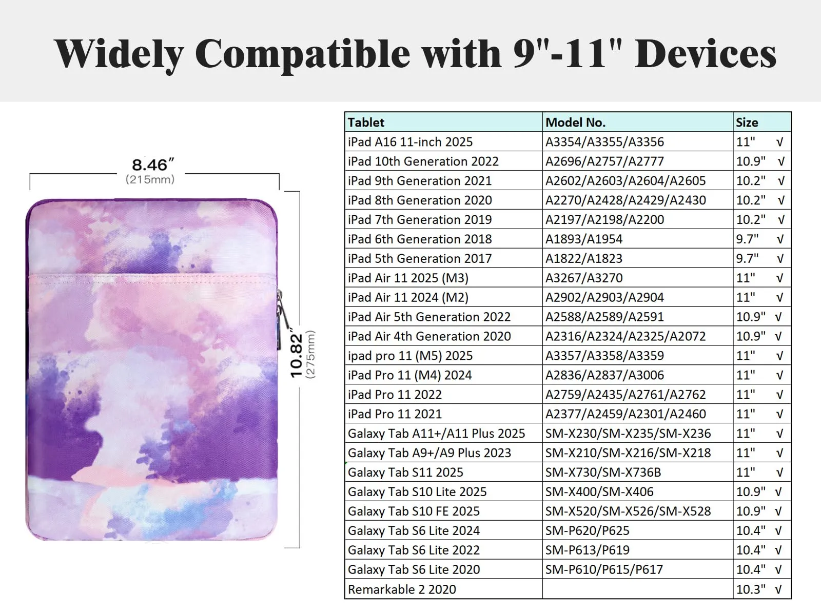 TiMOVO Custodia per Tablet 9-11", Viola di Acquerello - immagine 2
