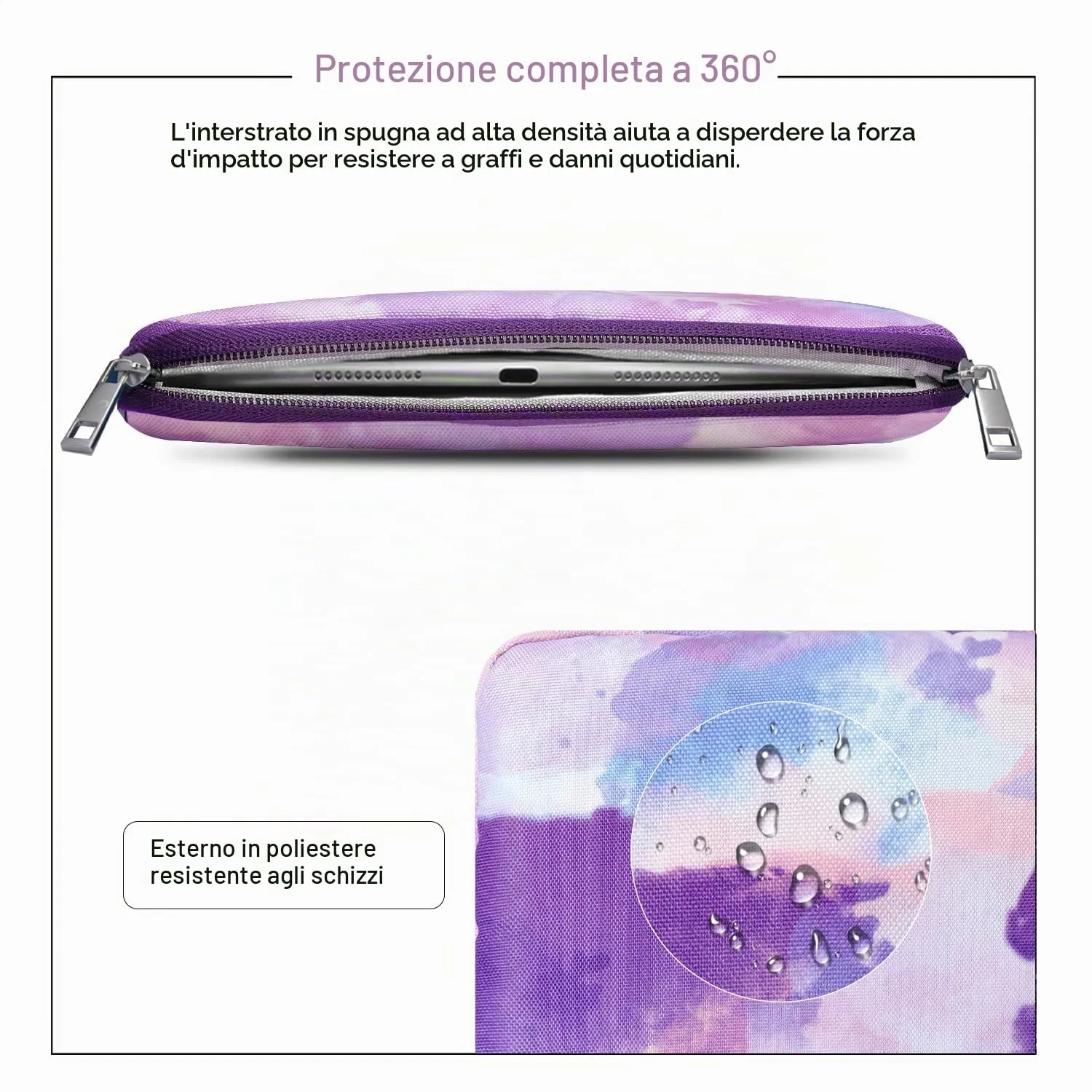TiMOVO Custodia per Tablet 9-11", Viola di Acquerello - immagine 5