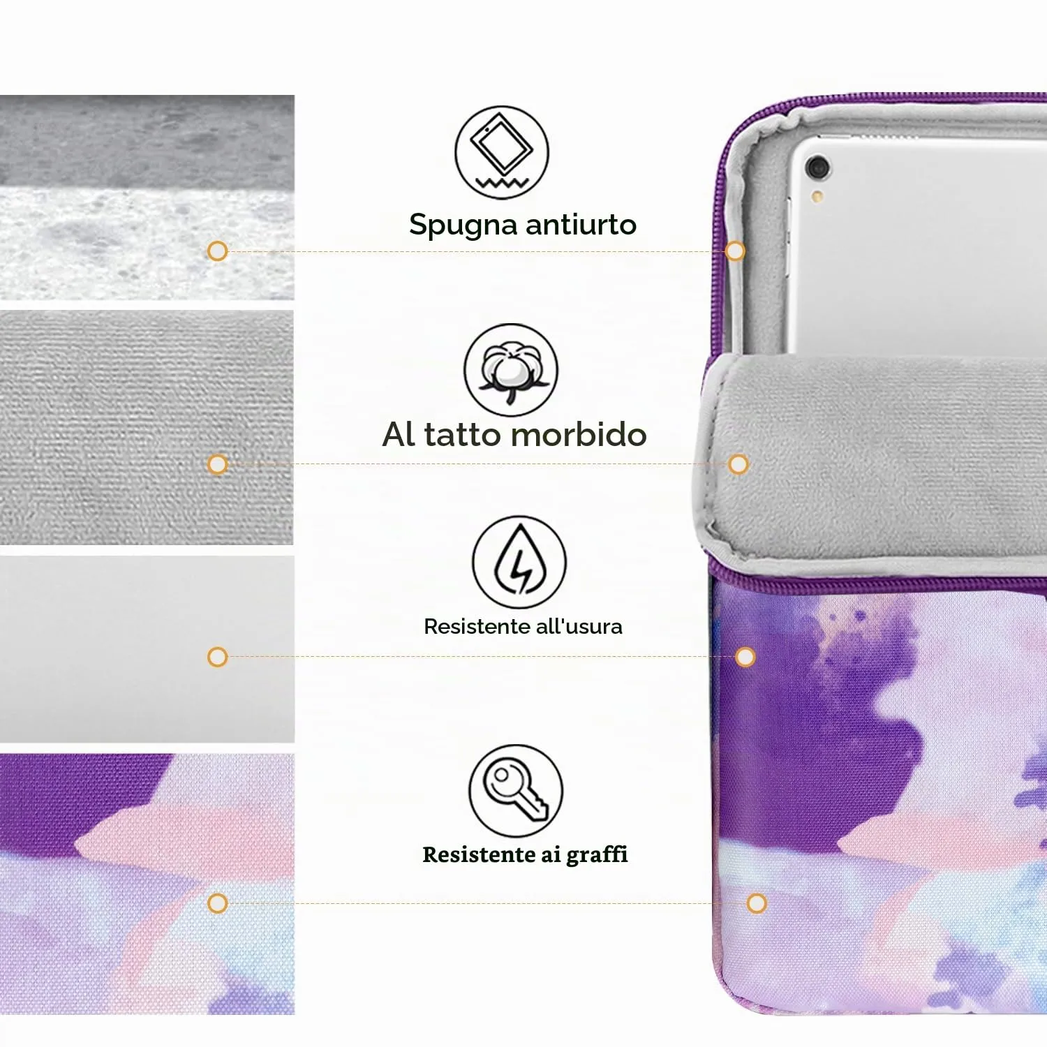 TiMOVO Custodia per Tablet 9-11", Viola di Acquerello - immagine 7