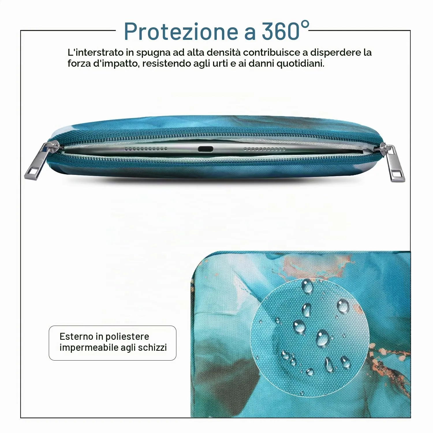 TiMOVO Custodia per Tablet 9-11", Blu Pavone Setoso - immagine 5