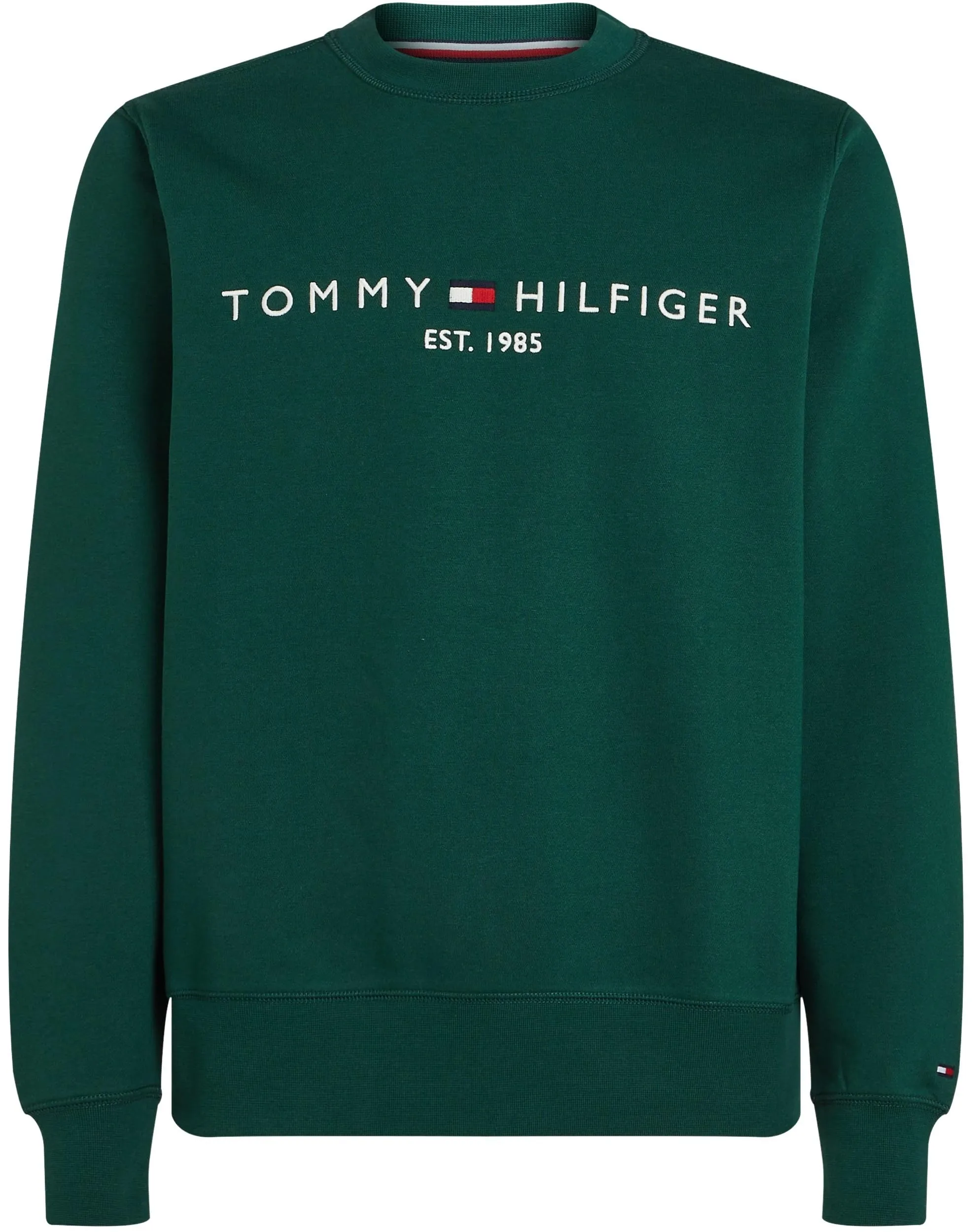 Tommy Hilfiger Uomo Felpa Logo Scollo Rotondo, Verde Ornamental Green, M - immagine 5