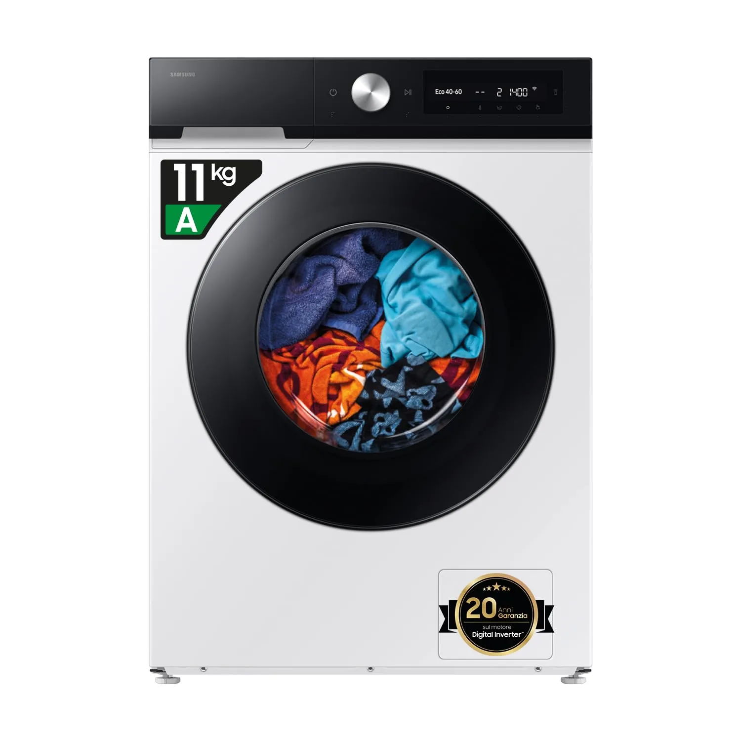Samsung Bespoke AI WW11DB7B94GE/U3 Lavatrice, 11 kg, Wifi, Ecodosatore, Bianco e Nero - immagine 1