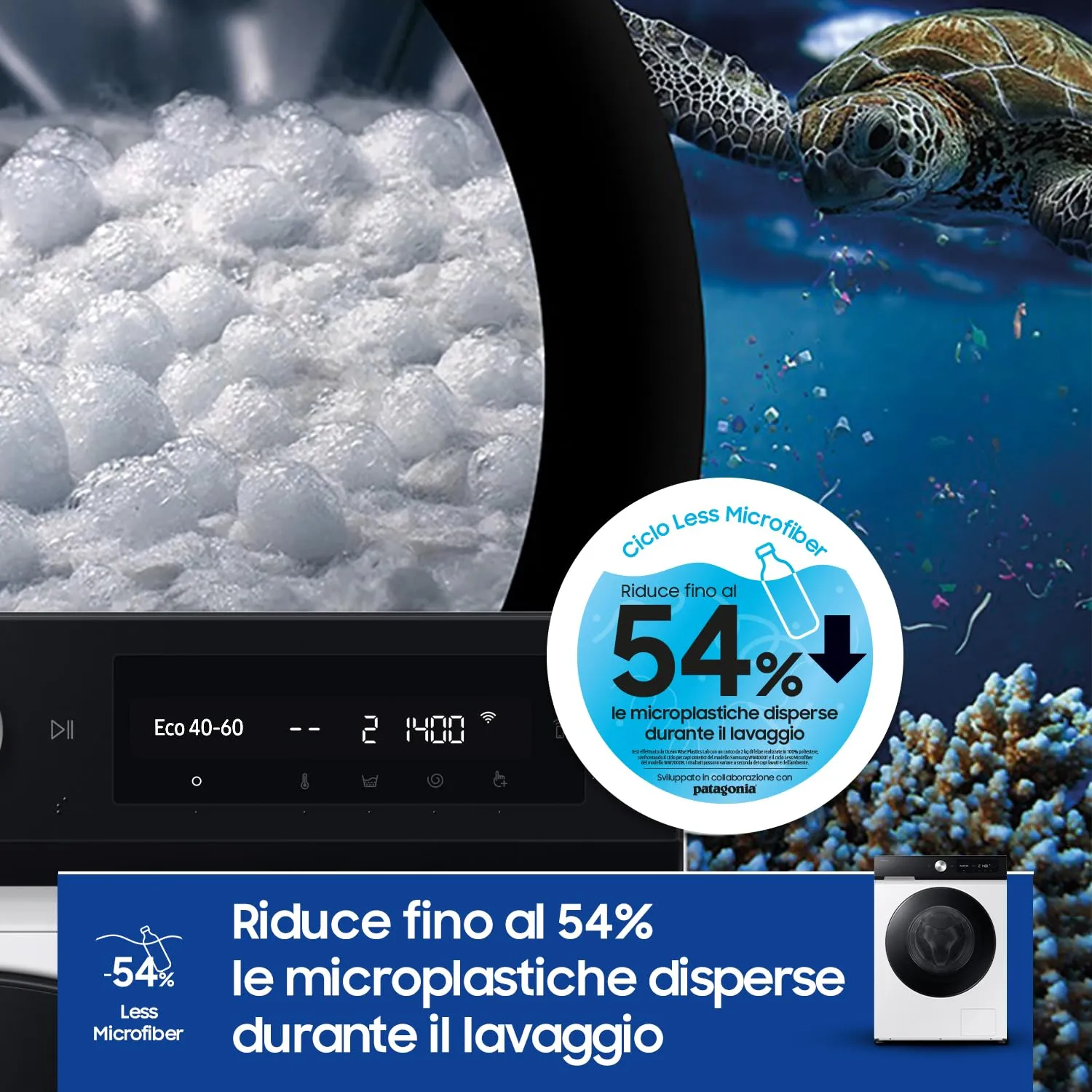 Samsung Bespoke AI WW11DB7B94GE/U3 Lavatrice, 11 kg, Wifi, Ecodosatore, Bianco e Nero - immagine 8
