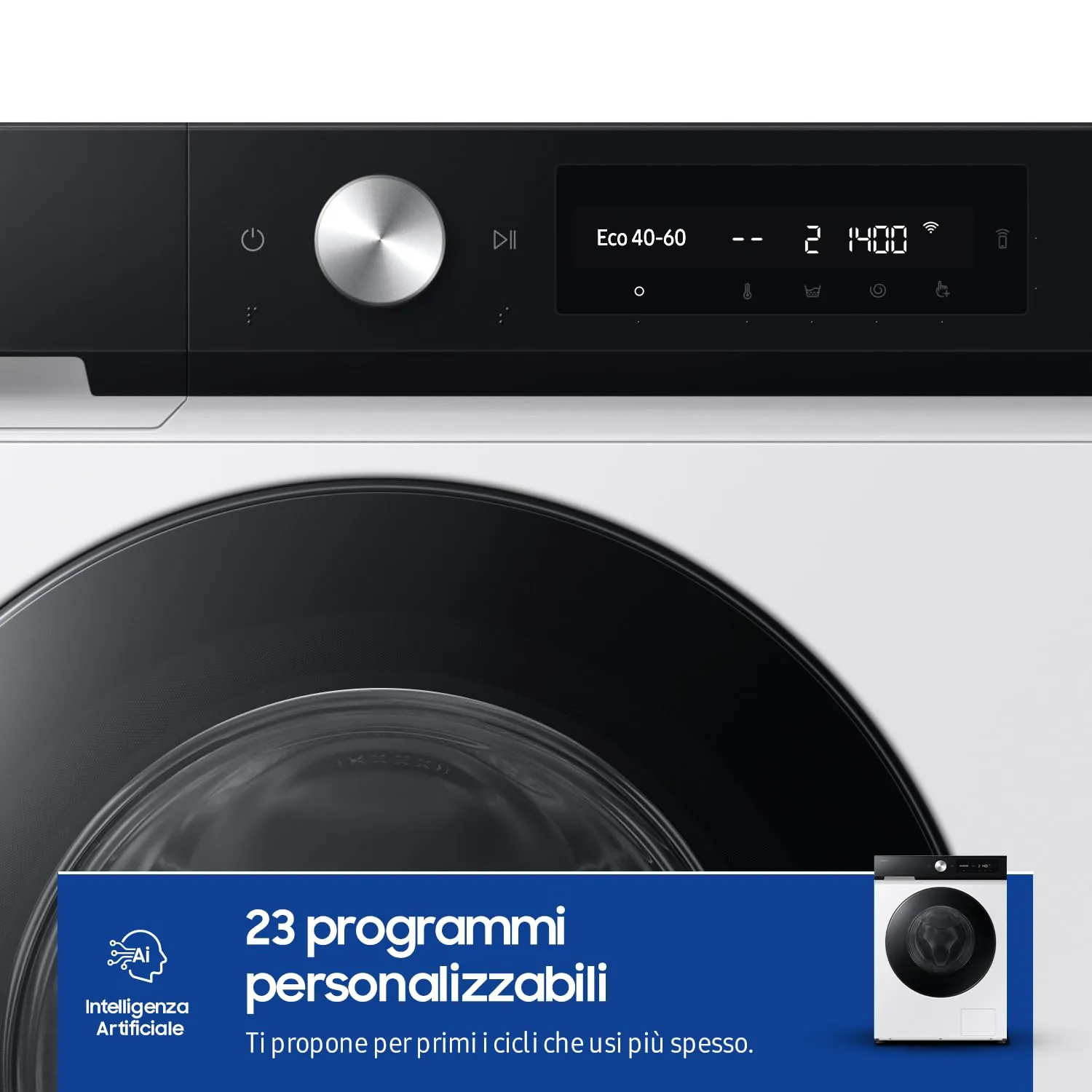 Samsung Bespoke AI WW11DB7B94GE/U3 Lavatrice, 11 kg, Wifi, Ecodosatore, Bianco e Nero - immagine 9