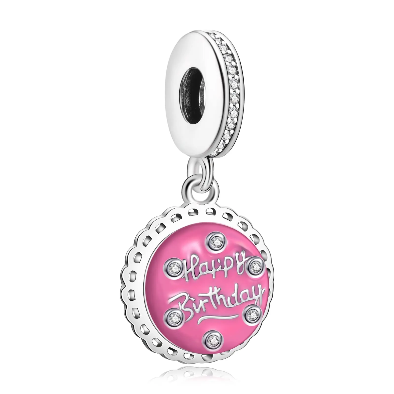 Rimgoris Argento 925 Charm Torta di Buon Compleanno per Bracciali e Collana - immagine 1