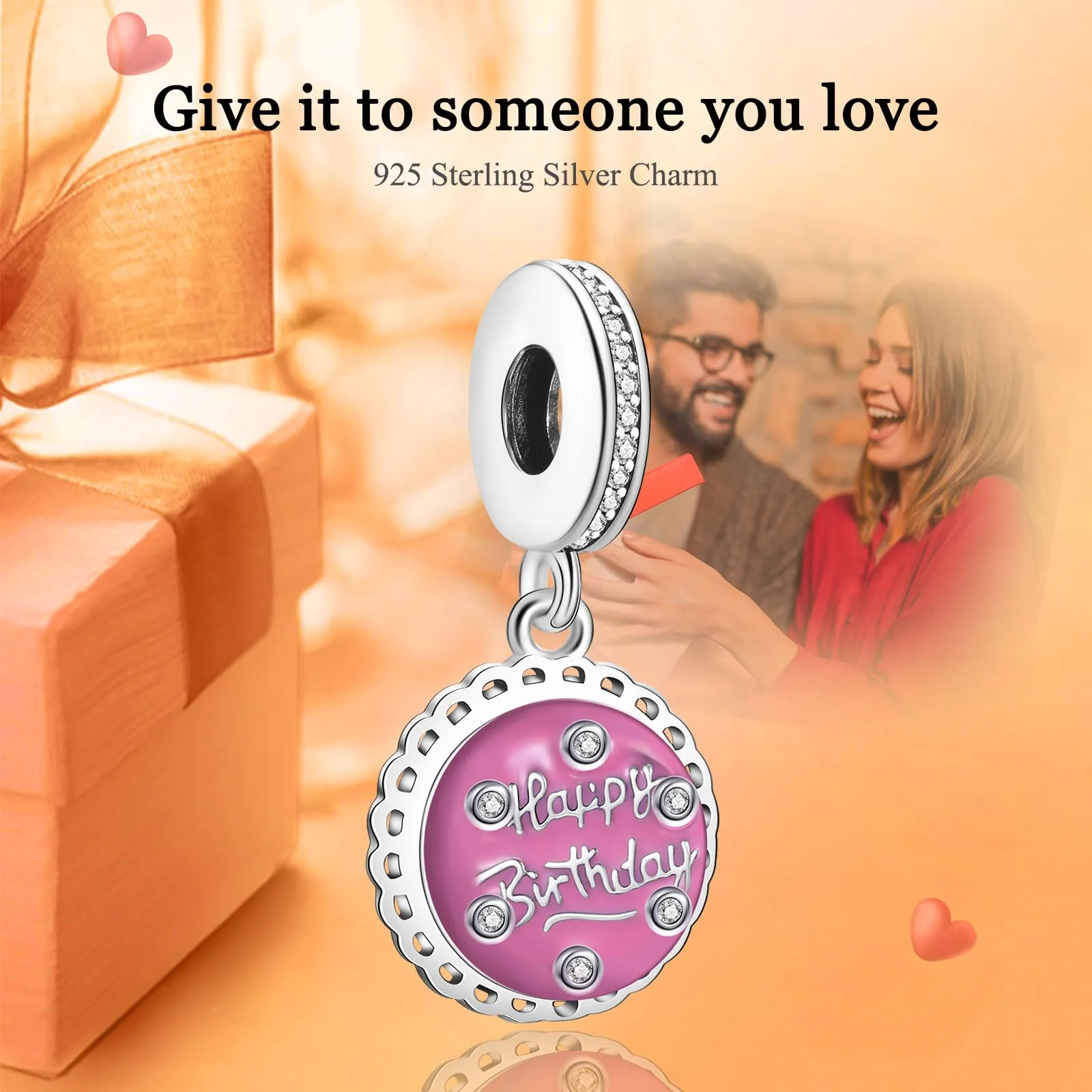 Rimgoris Argento 925 Charm Torta di Buon Compleanno per Bracciali e Collana - immagine 2