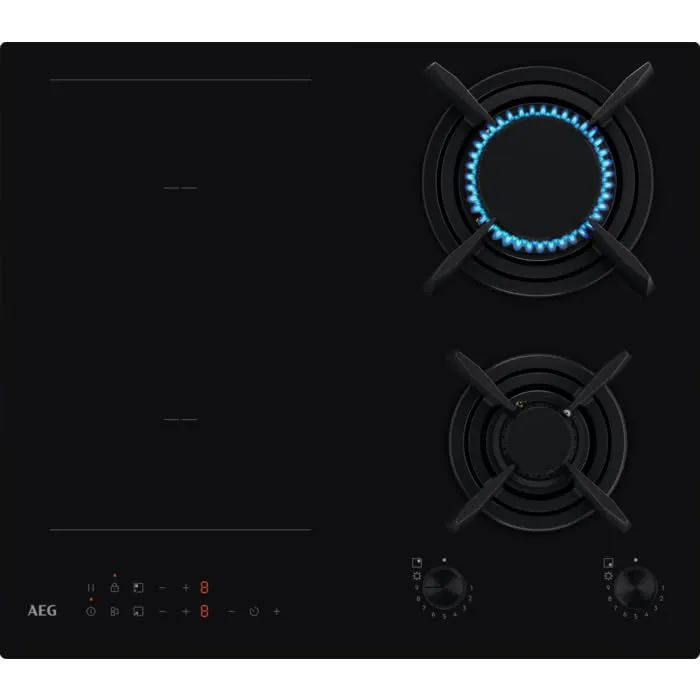 AEG CN071436DH Piano Cottura Gas e Induzione Misto Vetro Nero 60 cm Griglie Ghisa - immagine 1