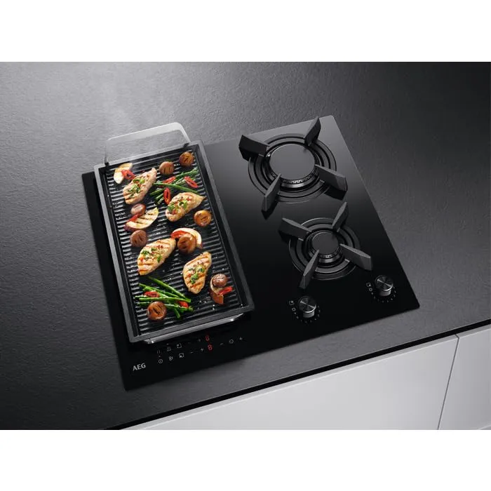 AEG CN071436DH Piano Cottura Gas e Induzione Misto Vetro Nero 60 cm Griglie Ghisa - immagine 5