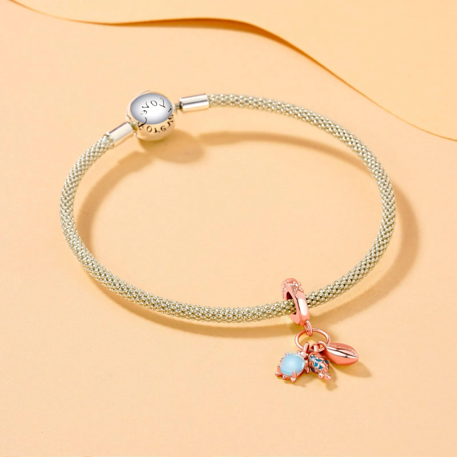 Rimgoris Argento 925 Charm Oceano Tartaruga Conchiglia Pesce Marino Oro Rosa per Bracciali e Collane - immagine 3