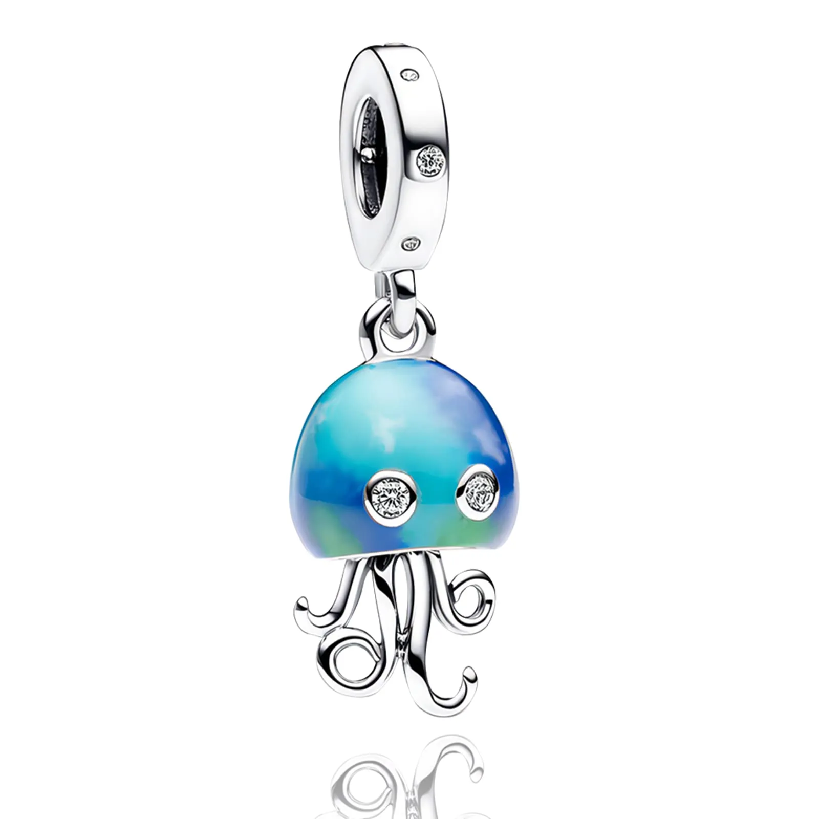 Rimgoris Argento 925 Charm per donna Bracciali Collana Blue Jellyfish Dangle Charm Gift - immagine 1