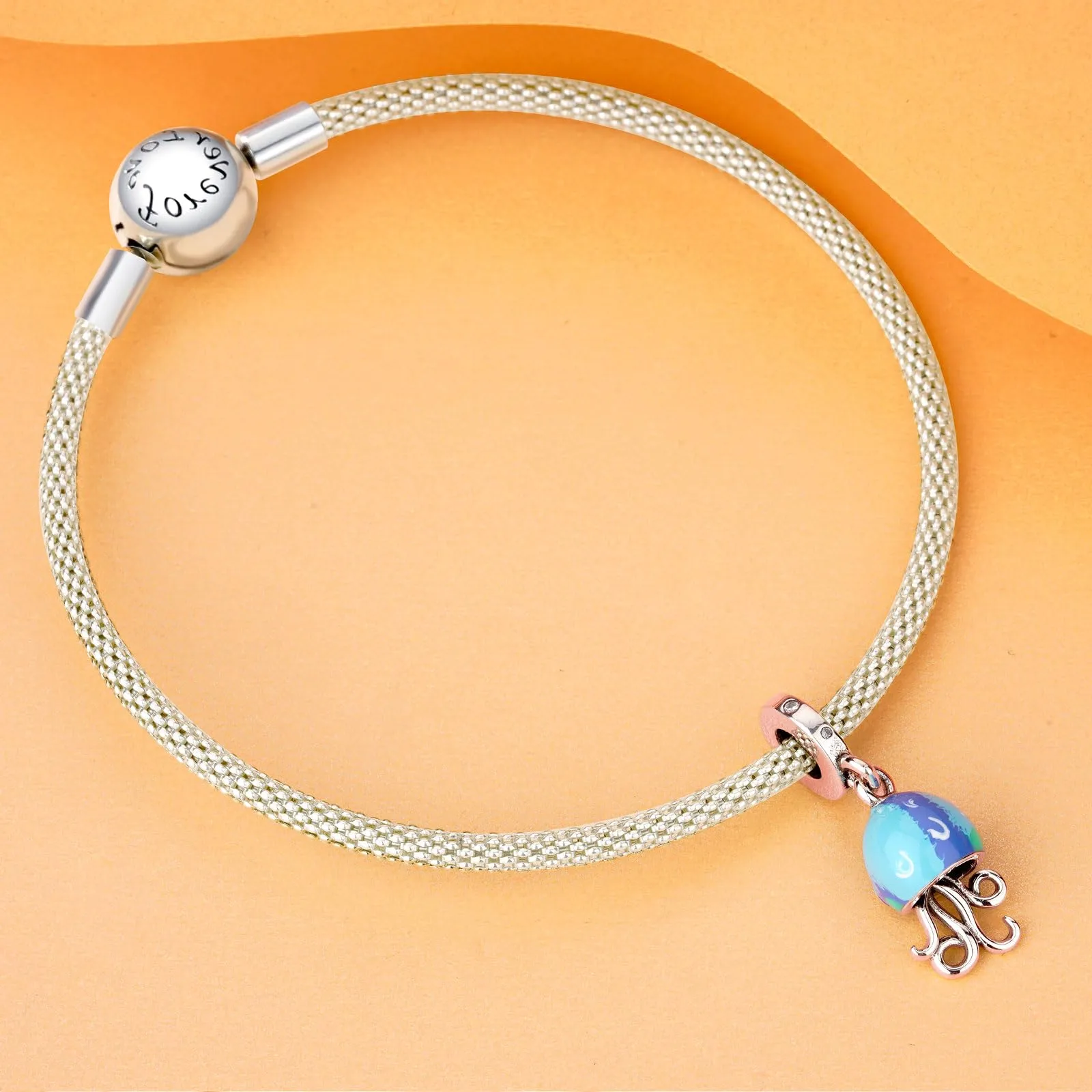 Rimgoris Argento 925 Charm per donna Bracciali Collana Blue Jellyfish Dangle Charm Gift - immagine 3
