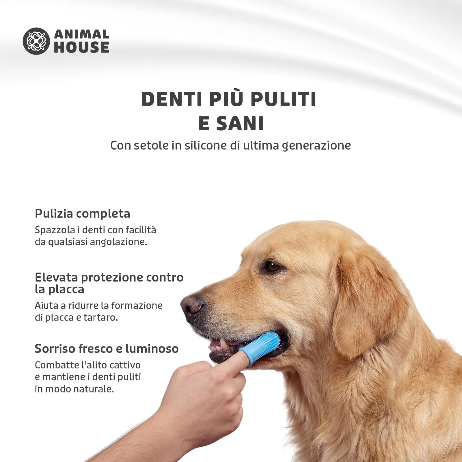 Animal House Set di 2 Spazzolini in Silicone da Dito per Cani - immagine 2