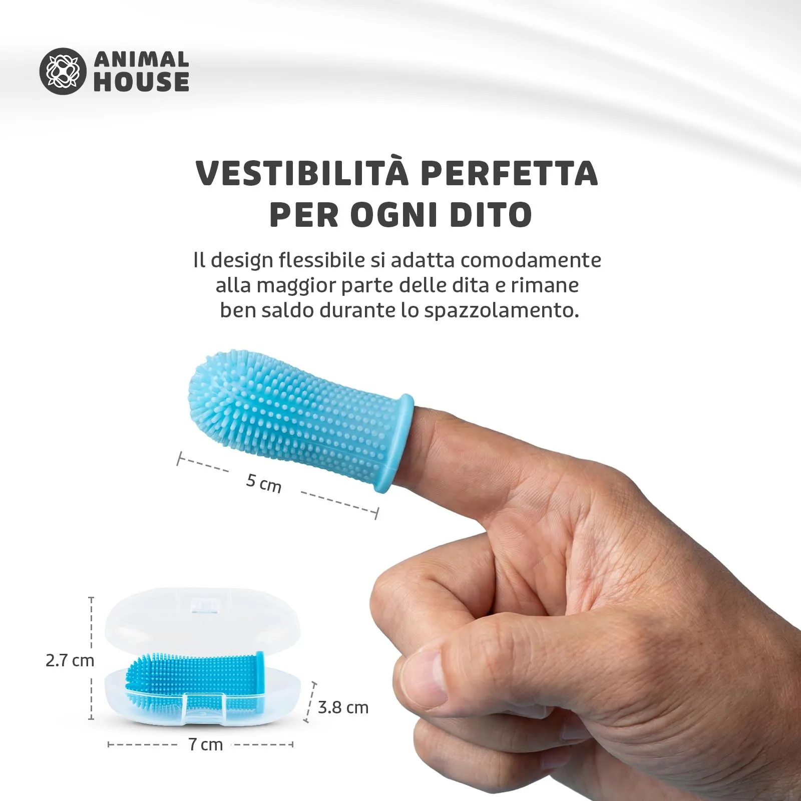 Animal House Set di 2 Spazzolini in Silicone da Dito per Cani - immagine 5