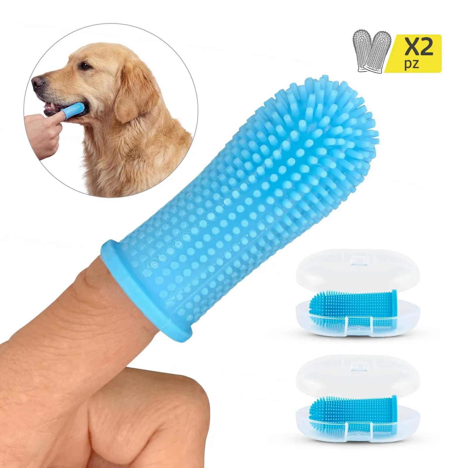 Animal House Set di 2 Spazzolini in Silicone da Dito per Cani - immagine 7