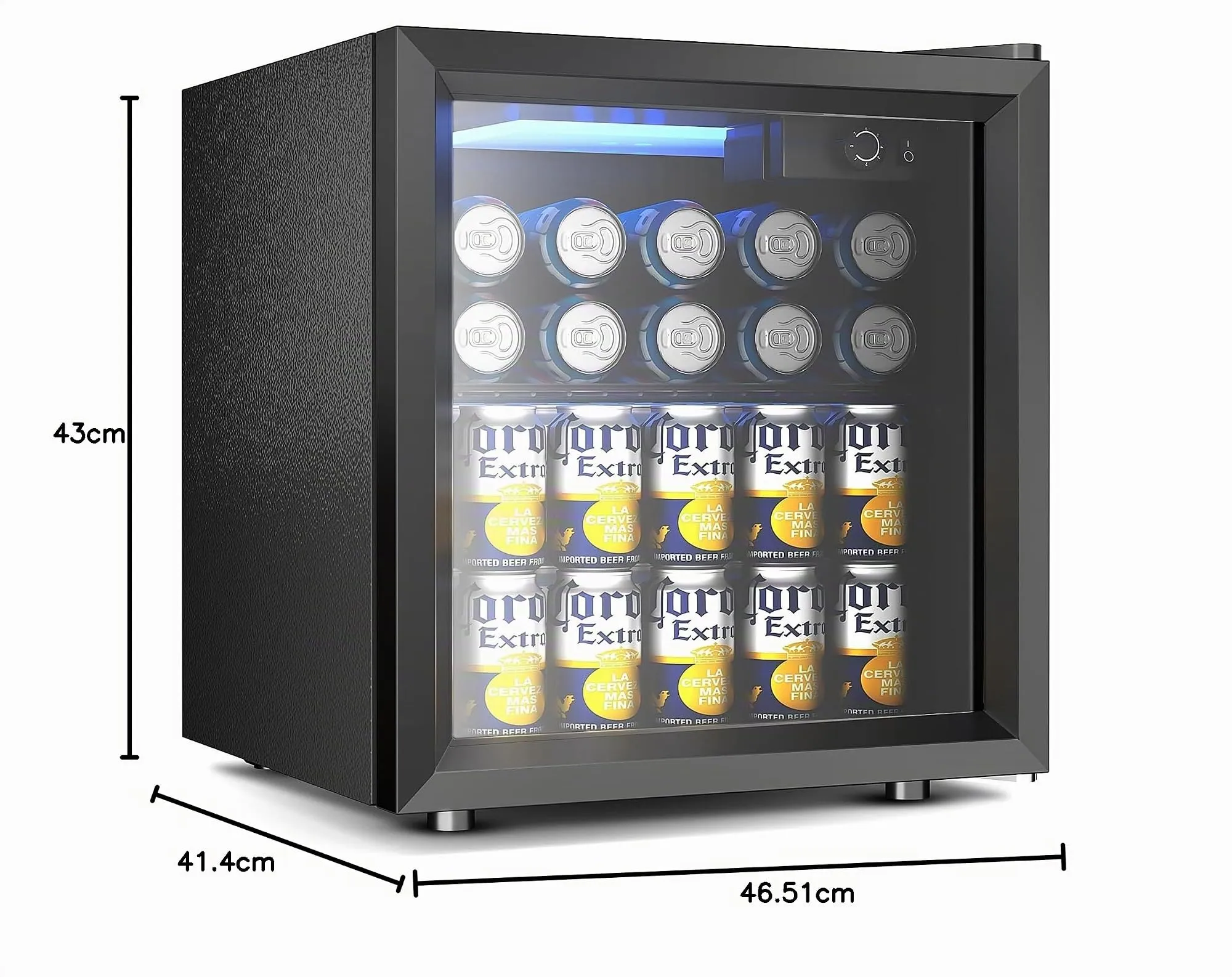 EUHOMY Frigorifero per Bevande 36L con Porta in Vetro e Luce LED, Nero - immagine 10