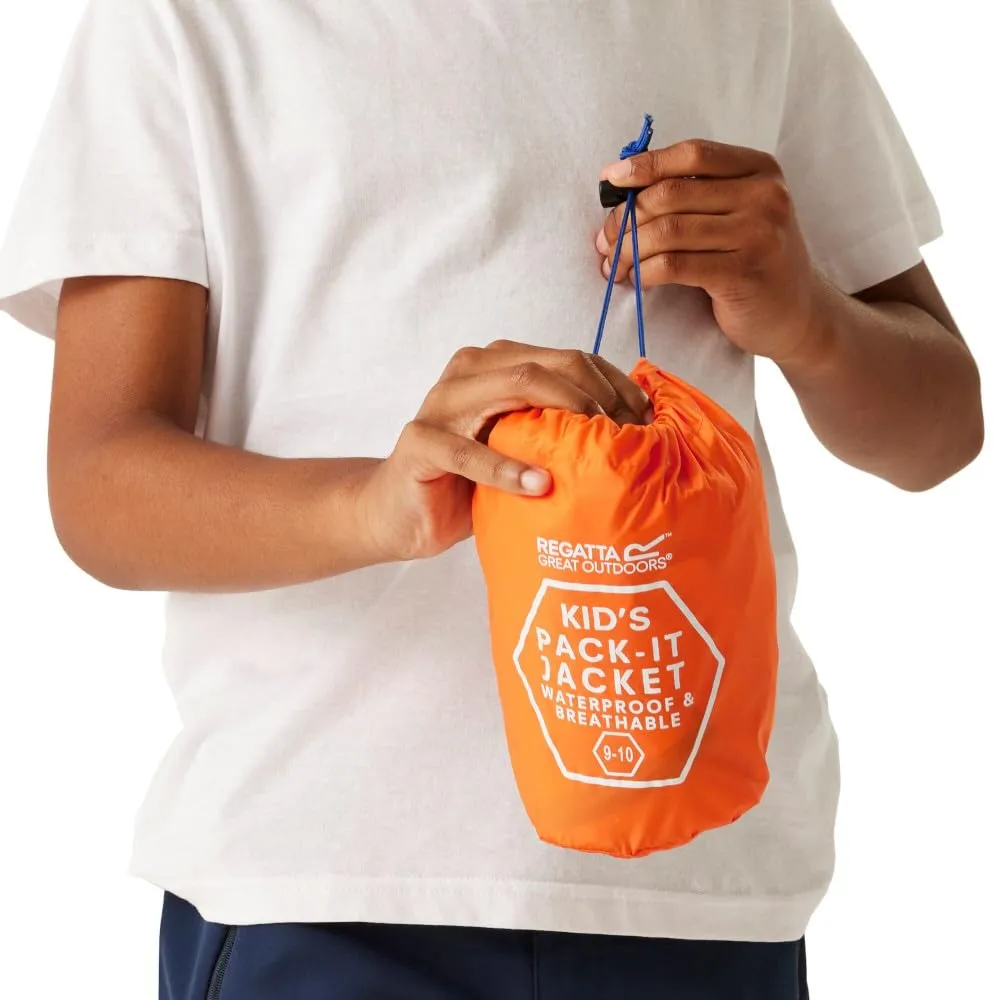 Regatta Pack It III, giacca impermeabile e ripiegabile per bambini unisex - immagine 3