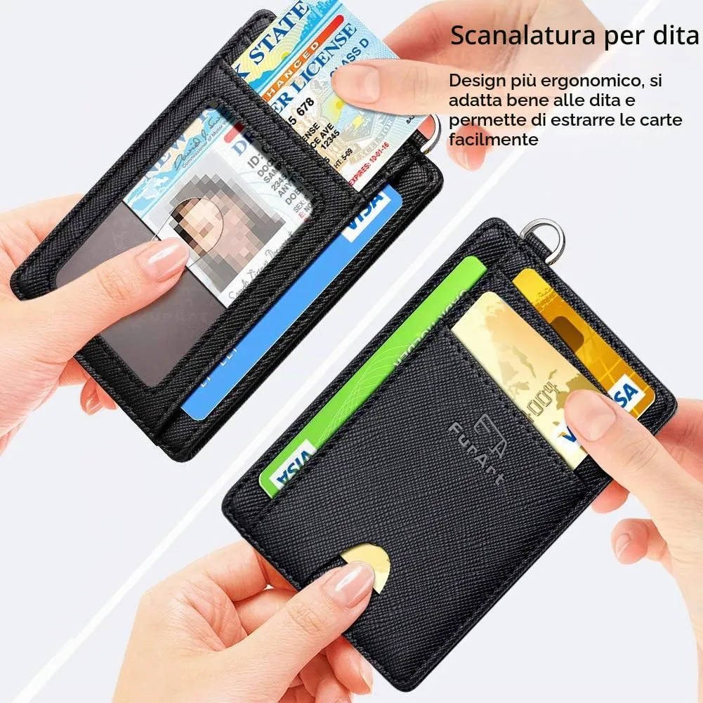FurArt Portafoglio Sottile Minimalista con Blocco RFID, Nero 04 - immagine 3