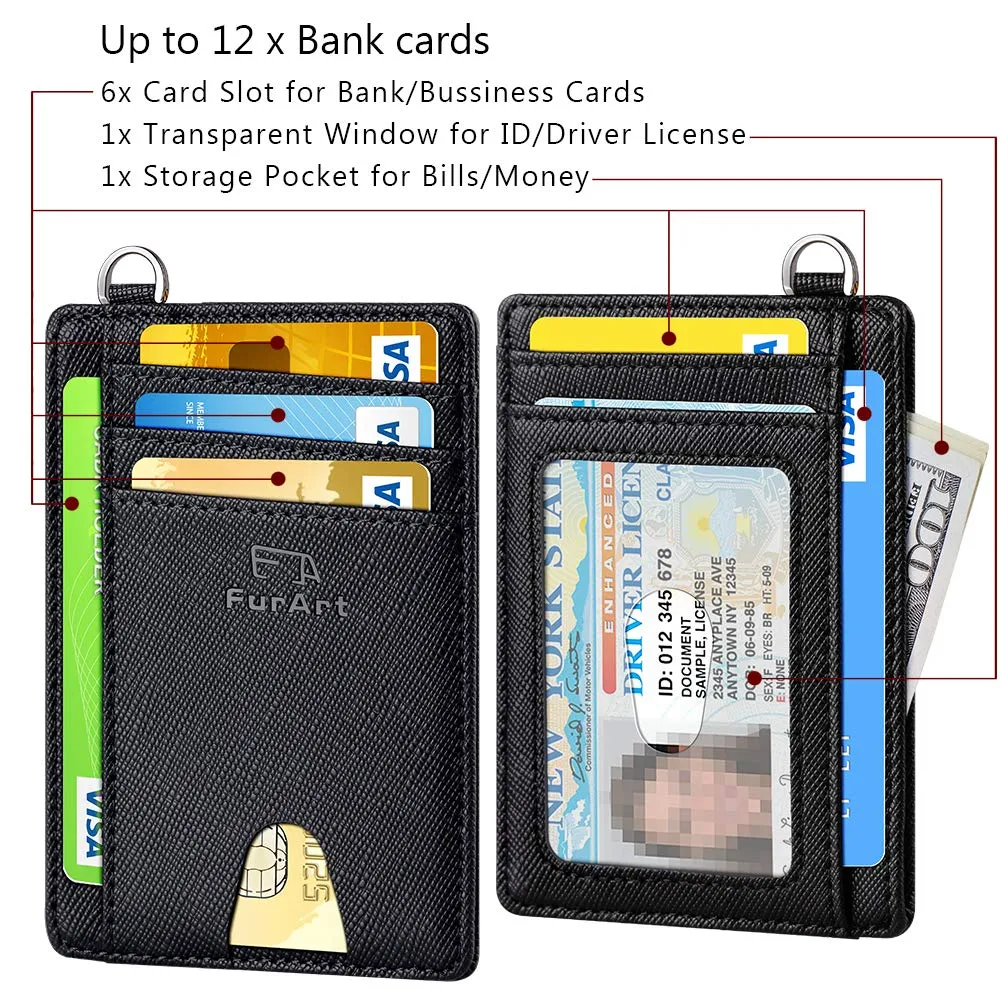 FurArt Portafoglio Sottile Minimalista con Blocco RFID, Nero 04 - immagine 6