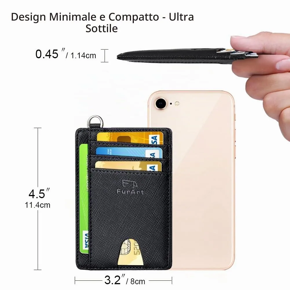 FurArt Portafoglio Sottile Minimalista con Blocco RFID, Nero 04 - immagine 7
