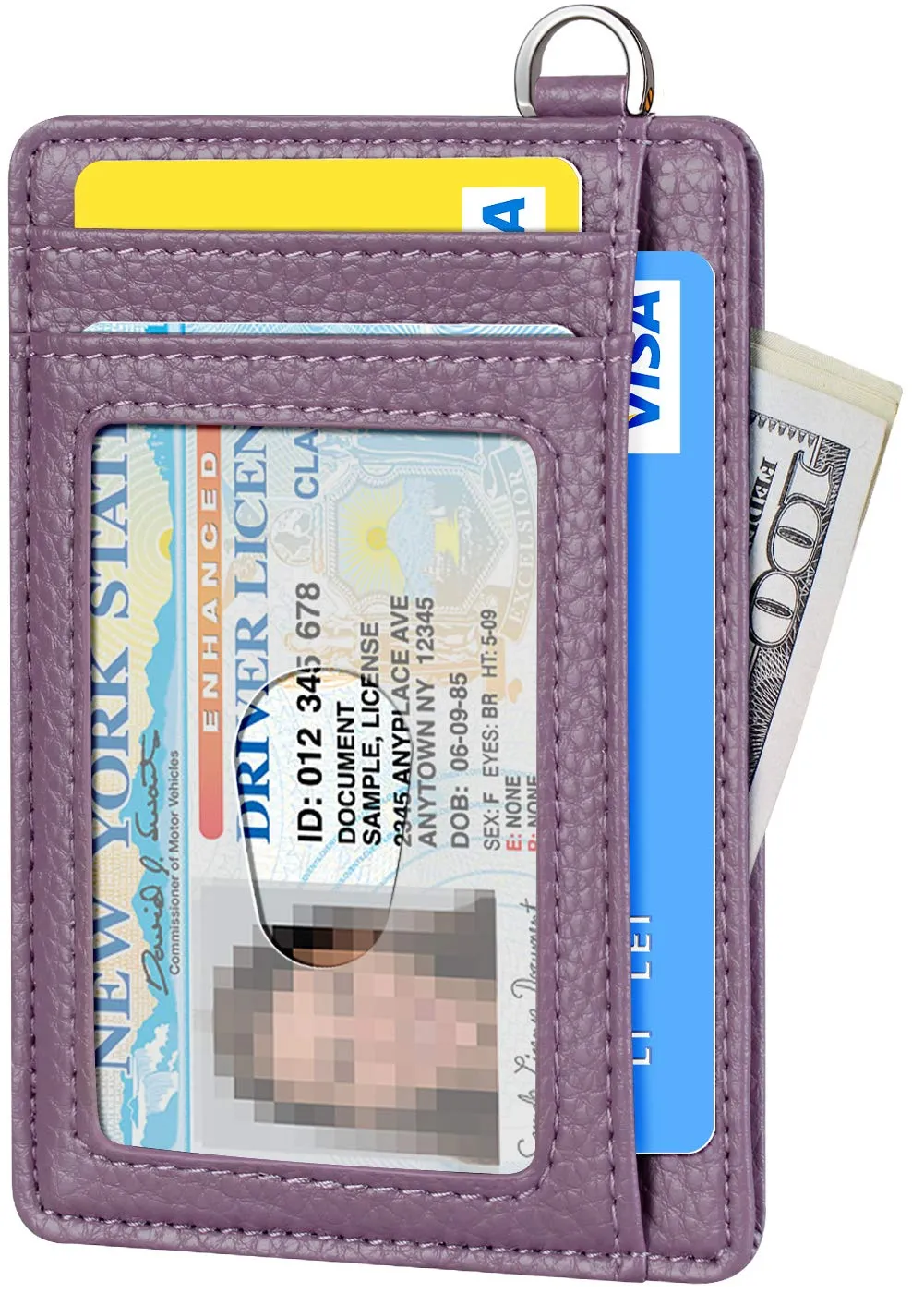 FurArt Porta Carte di Credito RFID Slim, Litchi Lavanda - immagine 2