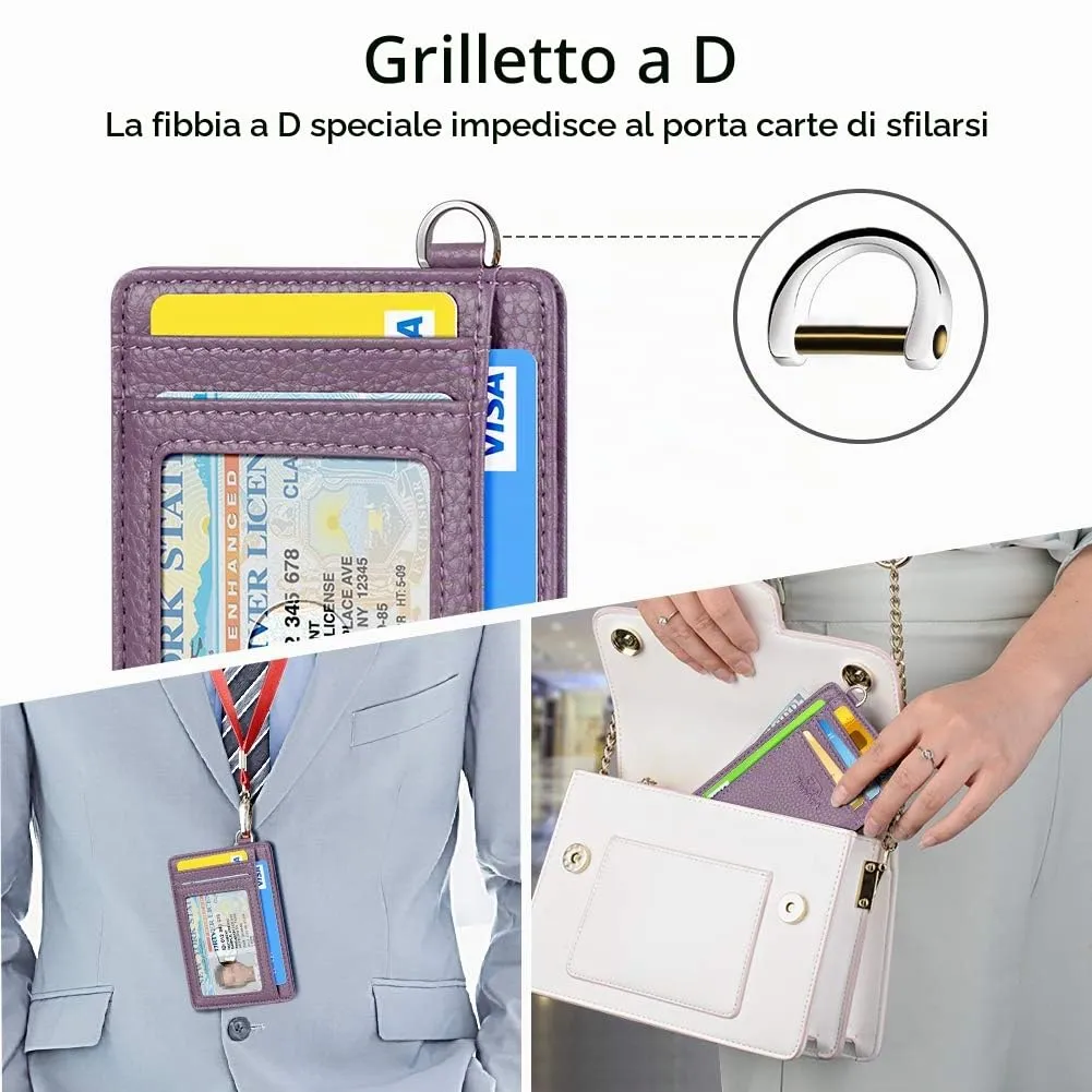 FurArt Porta Carte di Credito RFID Slim, Litchi Lavanda - immagine 4