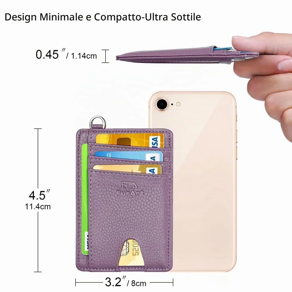 FurArt Porta Carte di Credito RFID Slim, Litchi Lavanda - immagine 7
