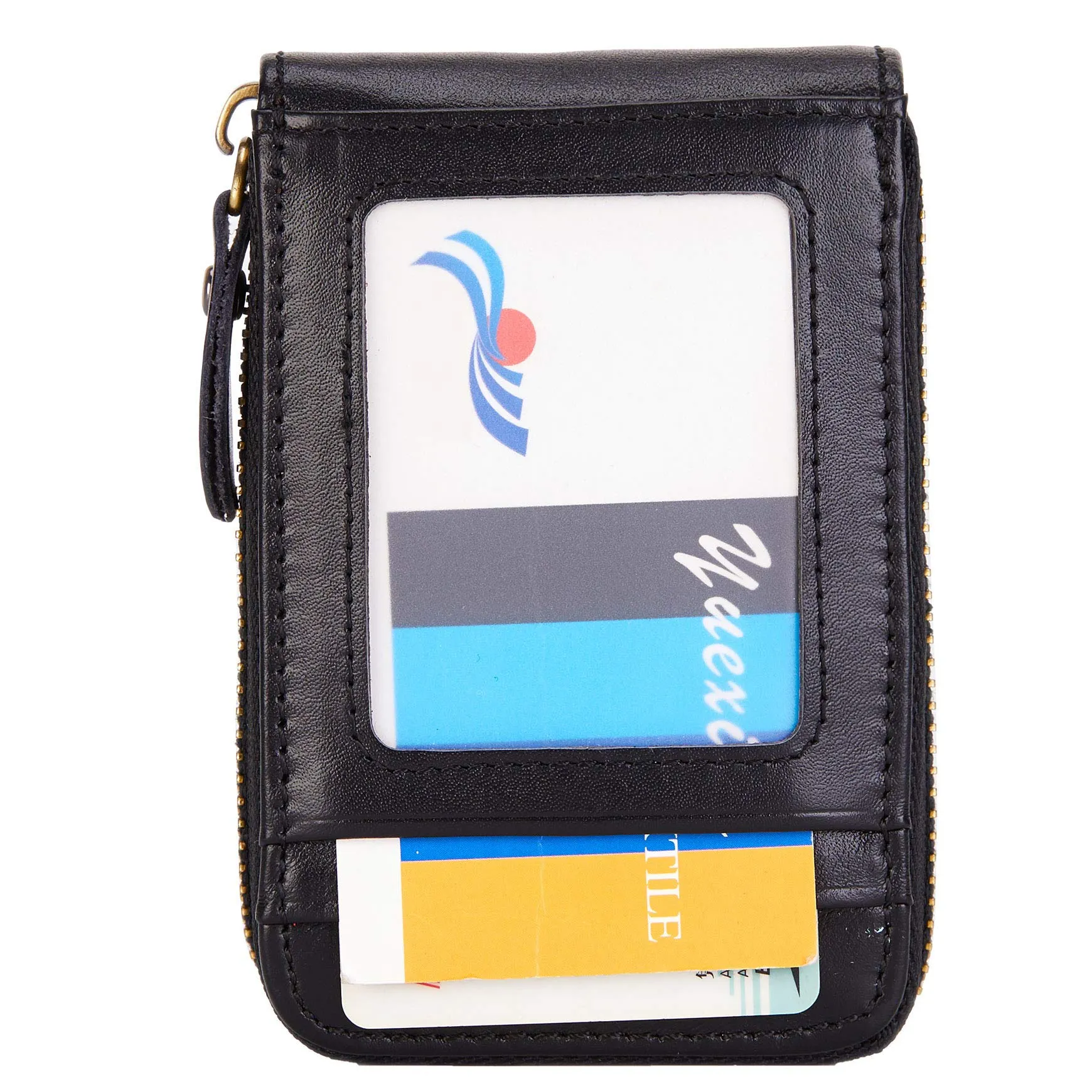 BRASS TACKS Leathercraft Portafoglio Portacarte in Vera Pelle con Protezione RFID, 13 Scomparti e Cerniera, Slim Compatto per Donna e Uomo - immagine 2